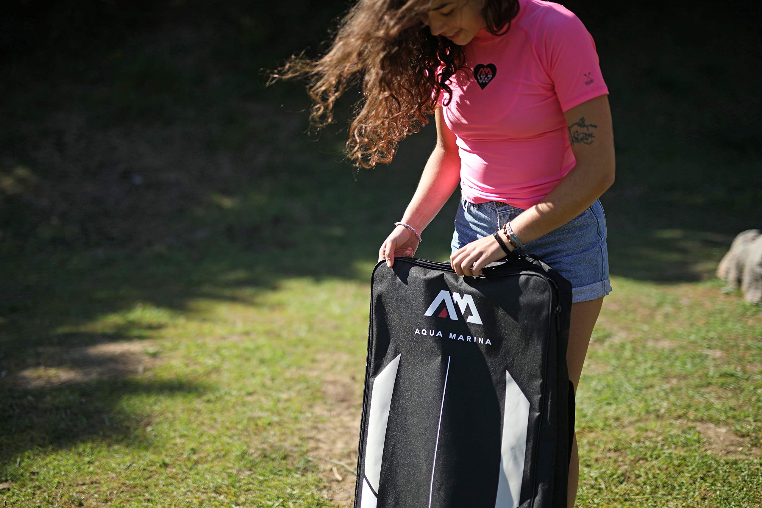 AM Aqua Marina Reißverschluss-Rucksack für iSUP und Zubehör Größe S (Vibrant/Breeze/Vapor/Coral/Wave) Schwarz/Weiß, 05.457.01