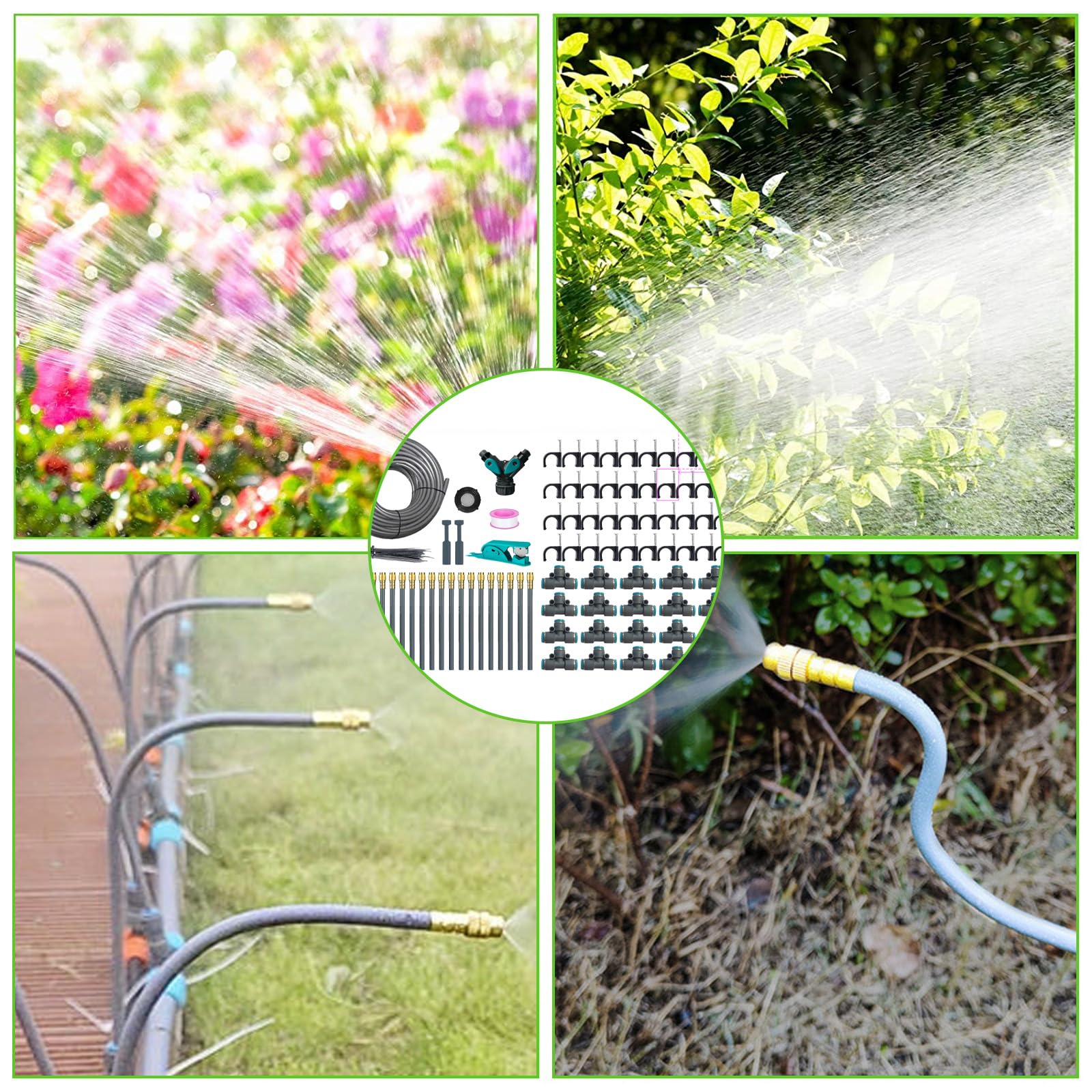 Kit de Sistema de Riego por Goteo Ajustable de 360°,127 Piezas Sistema de Riego Jardín 30M,Kit Nebulizador Jardín,Sistema de Refrigeración,para Jardines,Cama de Flores y Plantas,Riego
