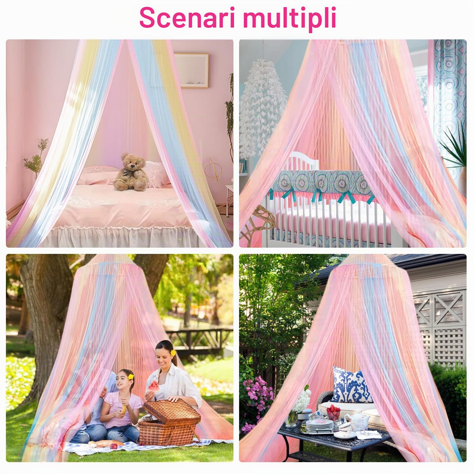 Baldacchino per Letto Bambina, Diealles Shine Baldacchino per Letto Bambina, Cupola Zanzariera Letto Matrimoniale, Mesh Zanzariera Da Viaggio Interni Ed Esterni, WZ01-CS