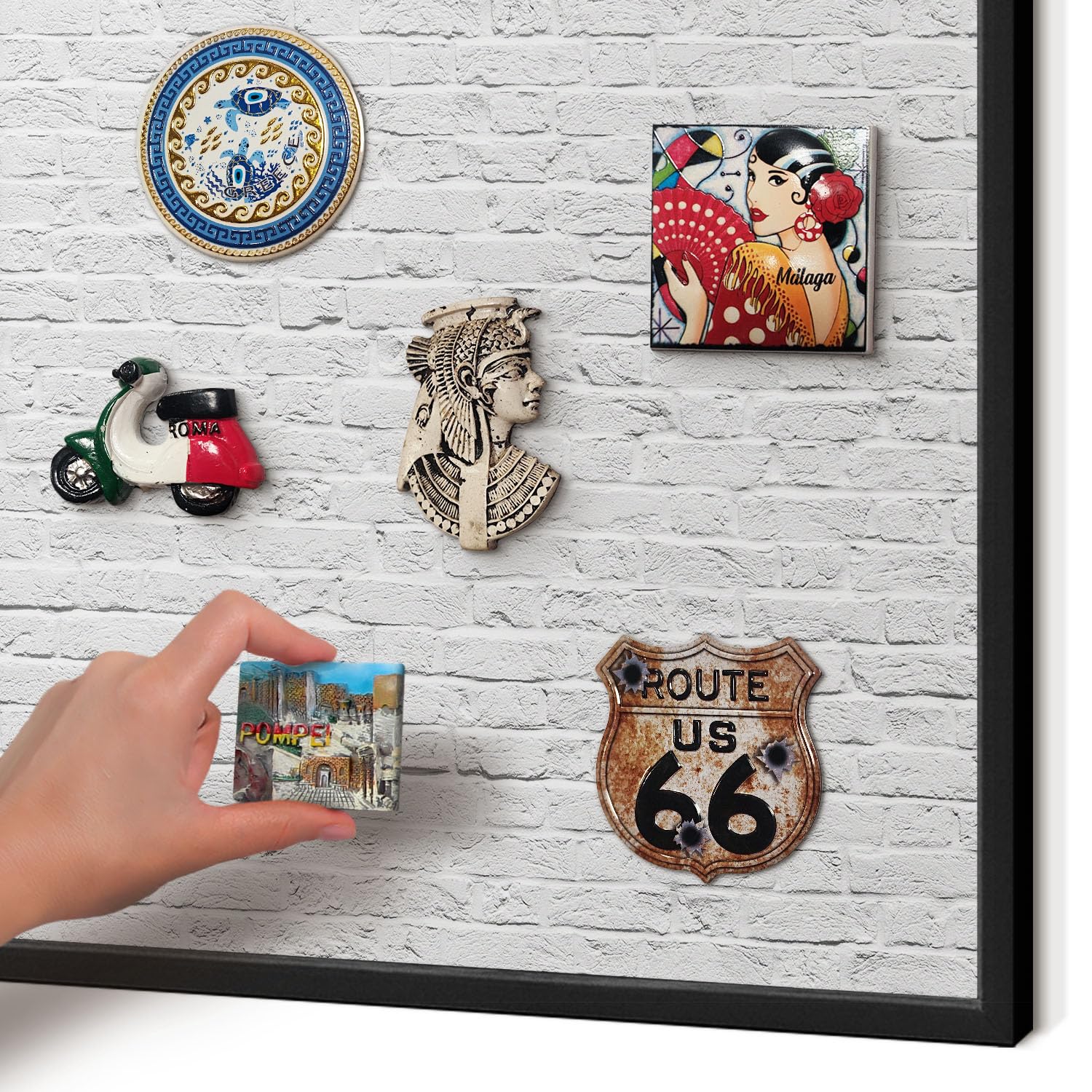 Panel Magnético Informativo 60x40 cm | con Marco Negro | Muro De Ladrillo | Montaje Fácil | Pizarra de Pared | Para Restaurante y Bar | Expositor para Menú, Ofertas del Día