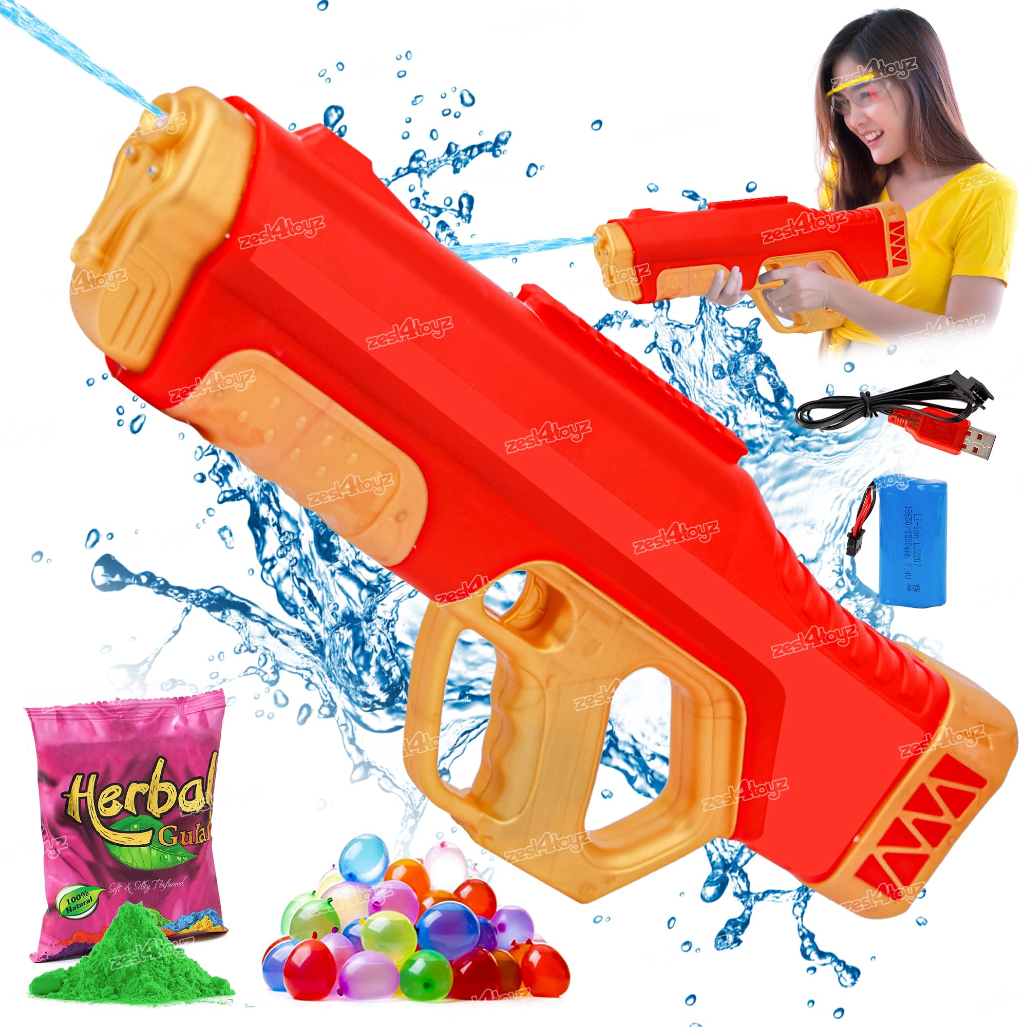 Zest 4 Toyz Water Gun Toy for Kids with High Pressure Holi Pichkari for Boys Girls N Combo of 1 Pkt Holi Gulal & 100 Water Balloons Summer Pool Party Toys (Pack of 1) Random Color (B0CSWNB5DB) Amazon Price History, Amazon Price Tracker
