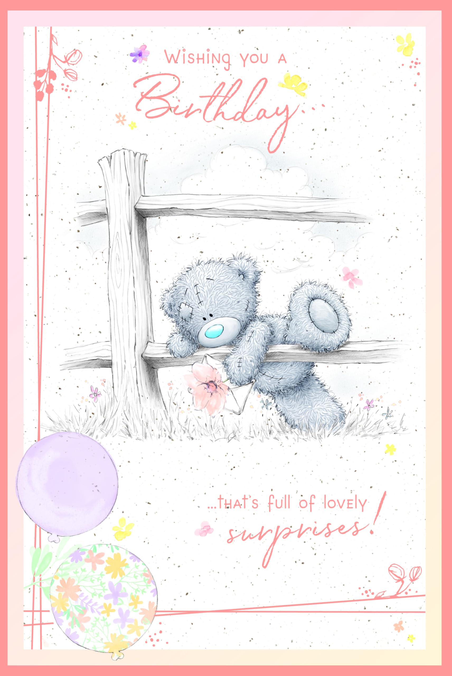 Me to You Birthday Card Tatty Teddy In a Meadow - Official Collection