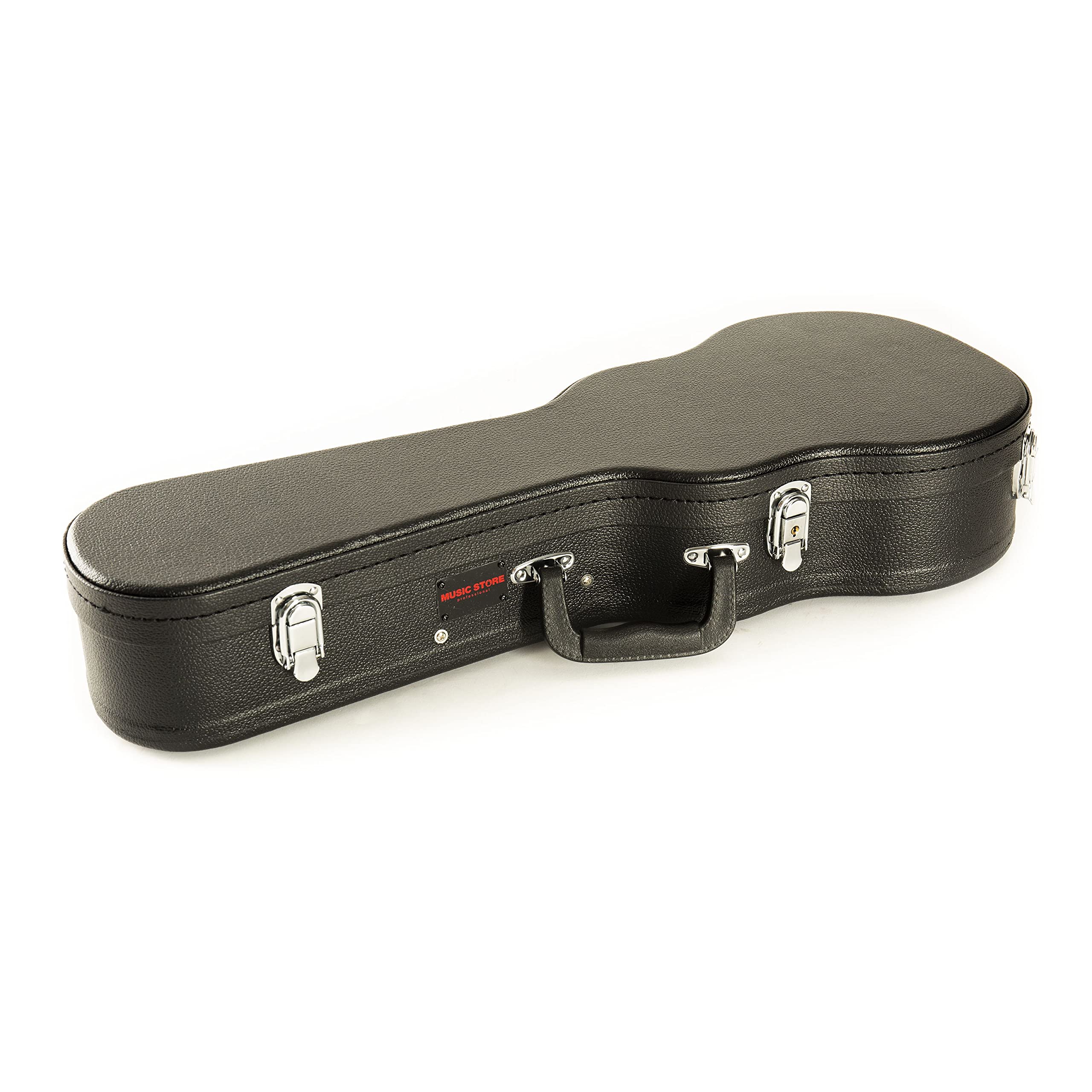 MUSIC STORE Concert Ukulele Case, Eco, Schwarzer Tolex-Bezug, Gepolstertes Innenfutter, Zubehörfach, 3 Verschlüsse, Innenlänge 65 cm