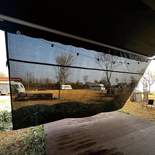 Miniatura 4 de Pantalla de Sombra Solar para Toldo de RV 8'x15'3'' (Compatible con Toldo de 16'), Pantalla de Malla Negra con Cremallera, Pantalla Universal