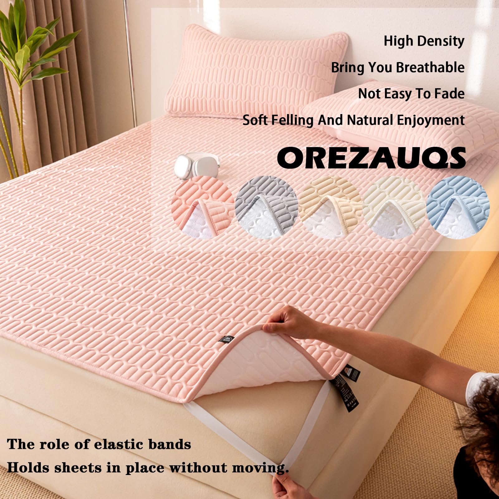 Coprimaterasso Matrimoniale Impermeabile coprimaterasso Singolo Proteggi Materasso in Cotone Traspirante con 4 Angoli Elasticizzati (Rosa,200 * 220cm)