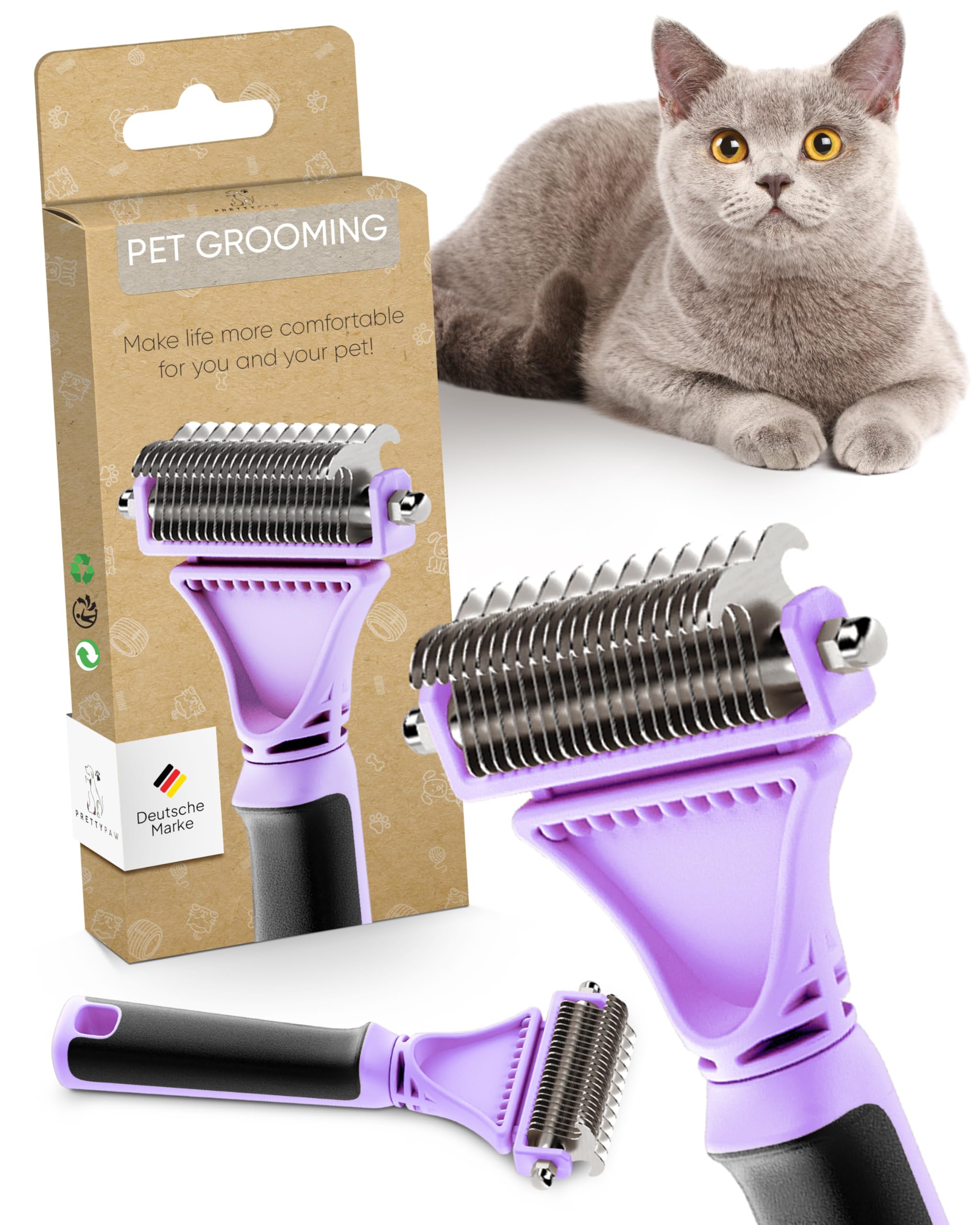 Pretty Paw Katzenbürste für empfindliche Katzen – Schonende Fellpflege mit Massageeffekt für Kurzhaar & Langhaar