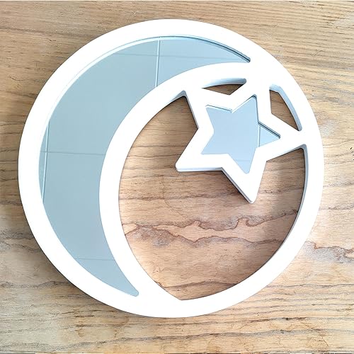 Miniatura 8 de Espejo de fase lunar y sol, decoración natural escandinava, espejo decorativo de pared, decoración del hogar, espejo de luna de cristal real bohemio