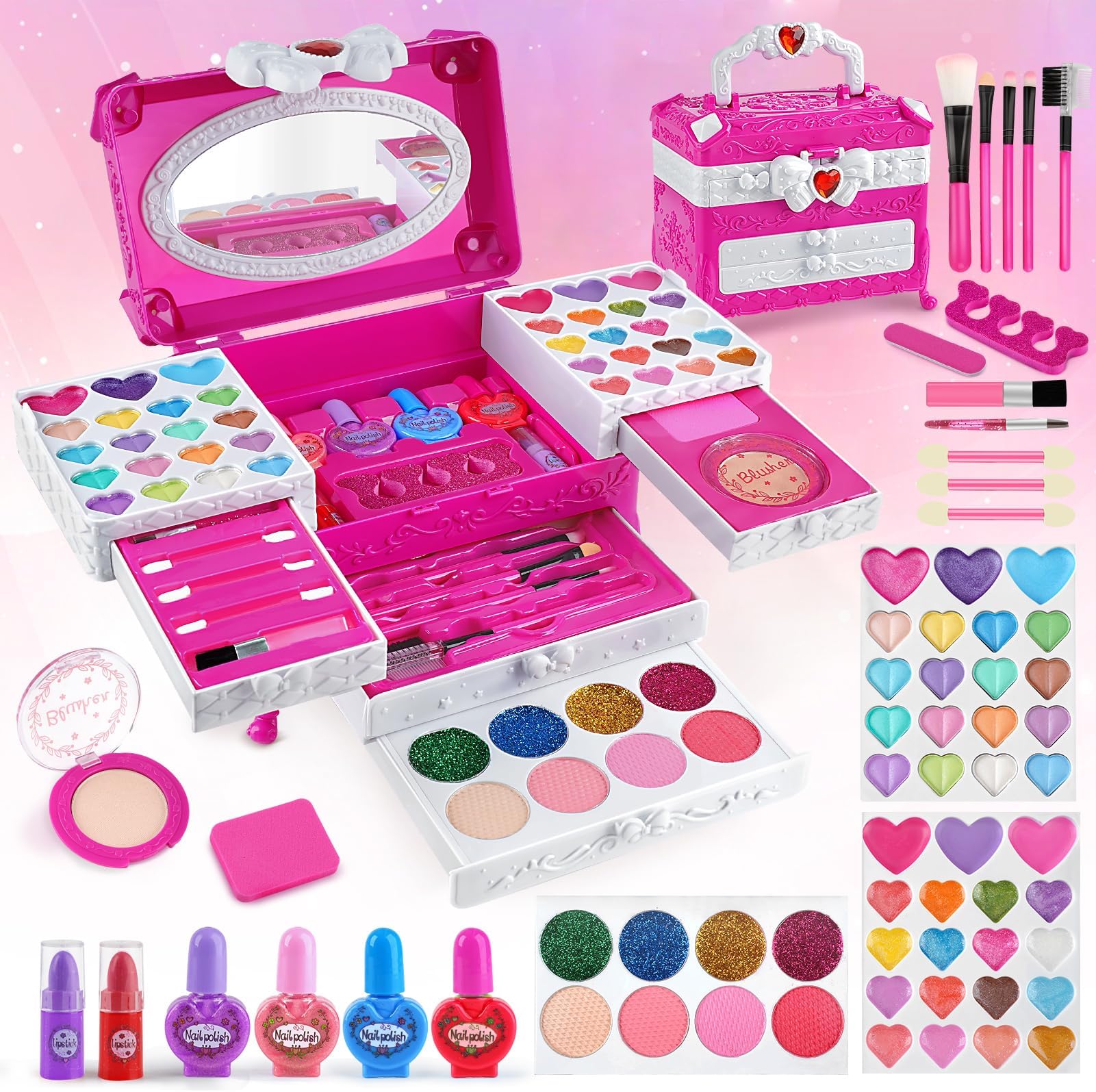 Kids Makeup Sets Princess Toys for Girls Age 4 5 6 7 8 9 | Washable Pretend Make Up Girls Toys Birthday Gifts Age 7 8 9 10-12