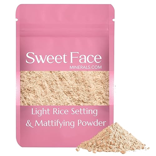 Recambio de polvo de ajuste de arroz ligero (bolsa de 8 onzas) por Sweet Face Minerals, polvo de maquillaje ligero y mineral suelto con SPF 20,