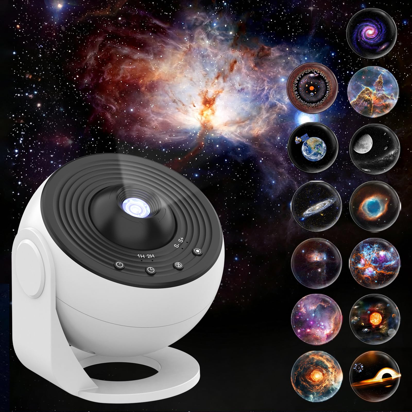 Febotak Star Projector (Upgraded Version) with 13 Planet CDs - Night Light for Kids, 360° Rotation, Suitable for Kids and Adults, Ideal for Living Room and Bedroom Decoration
