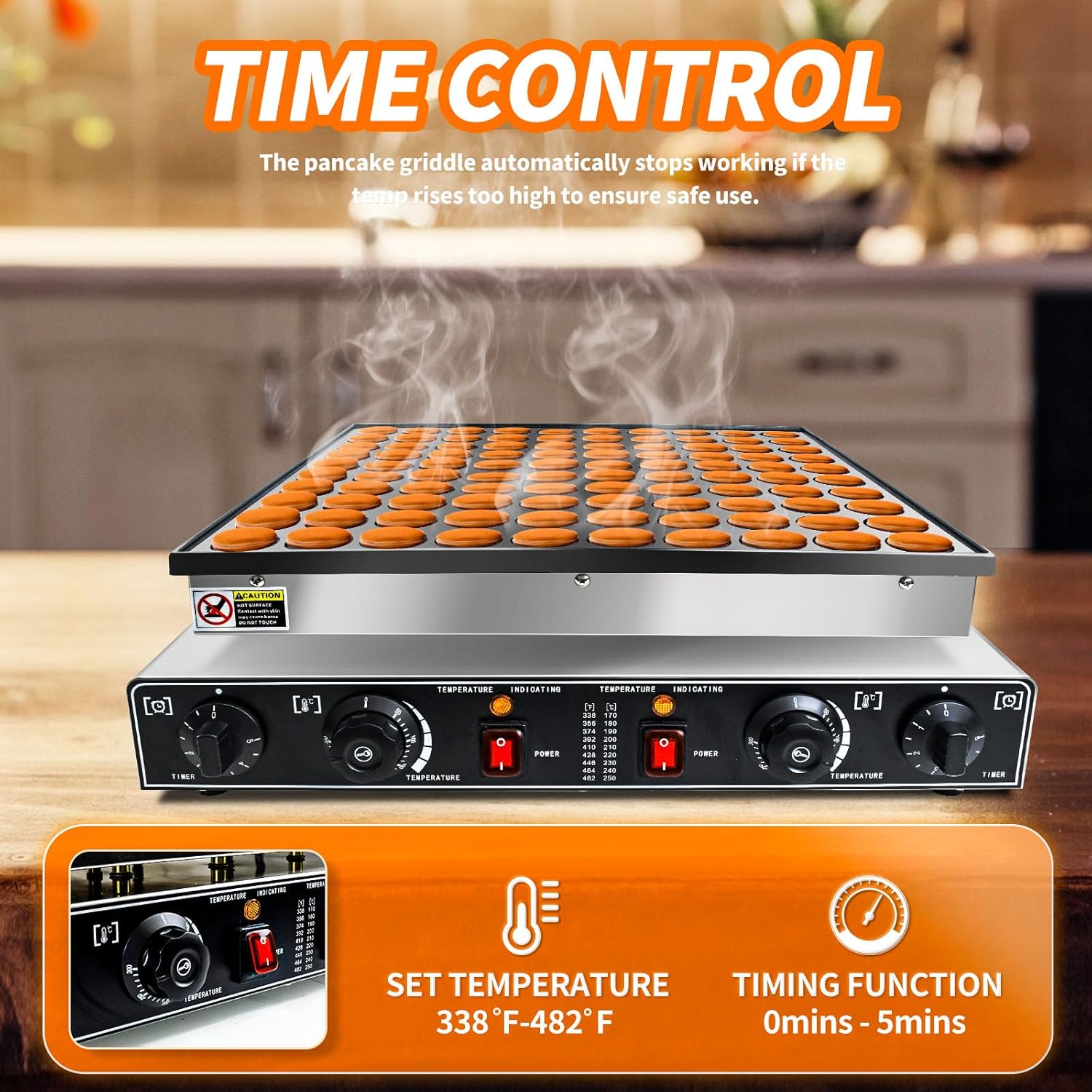 Professional Dutch Pancake Griddle with Temperature and Time Control