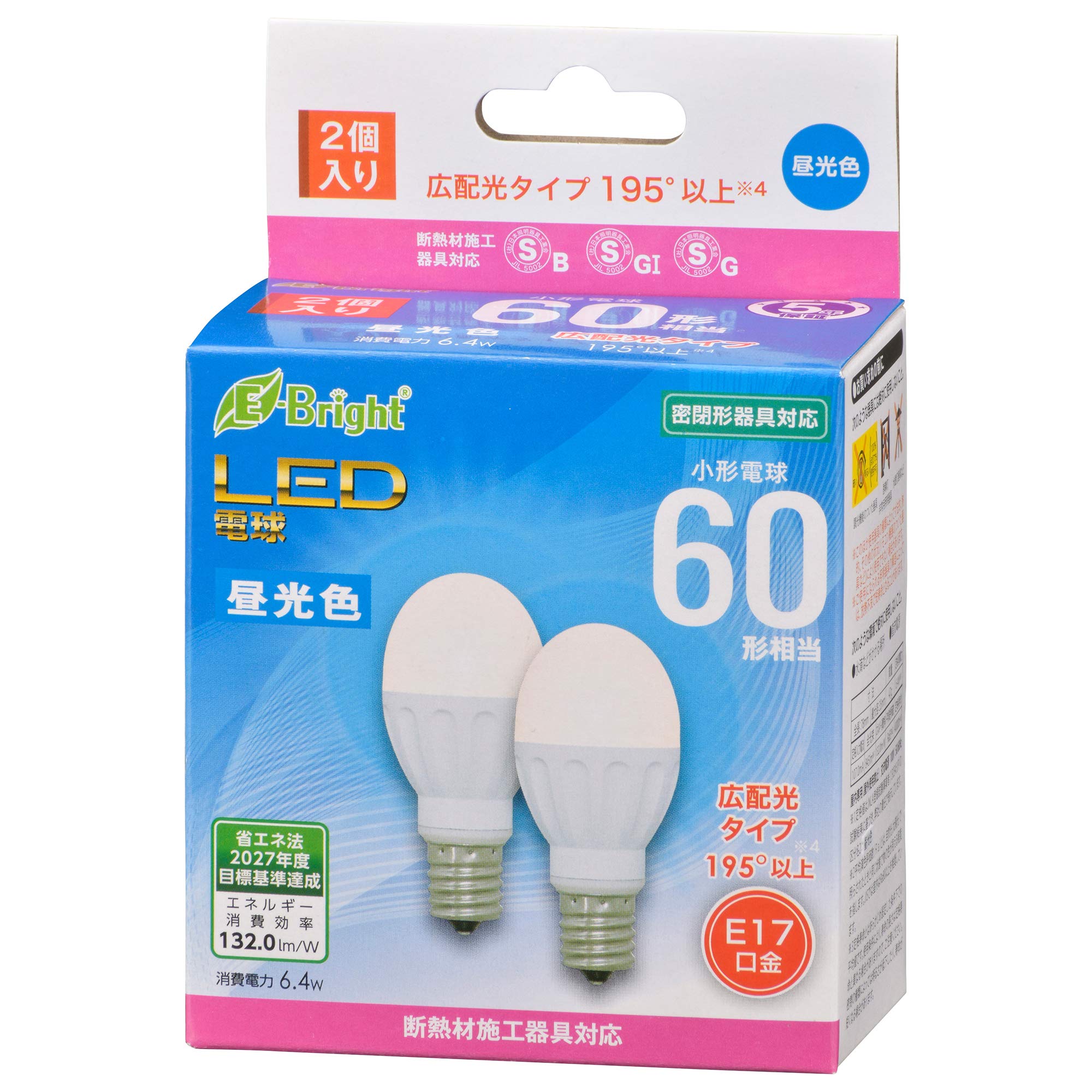 Amazon.co.jp: オーム電機 LED電球 小形(60形相当/845lm/6.4W/昼光色