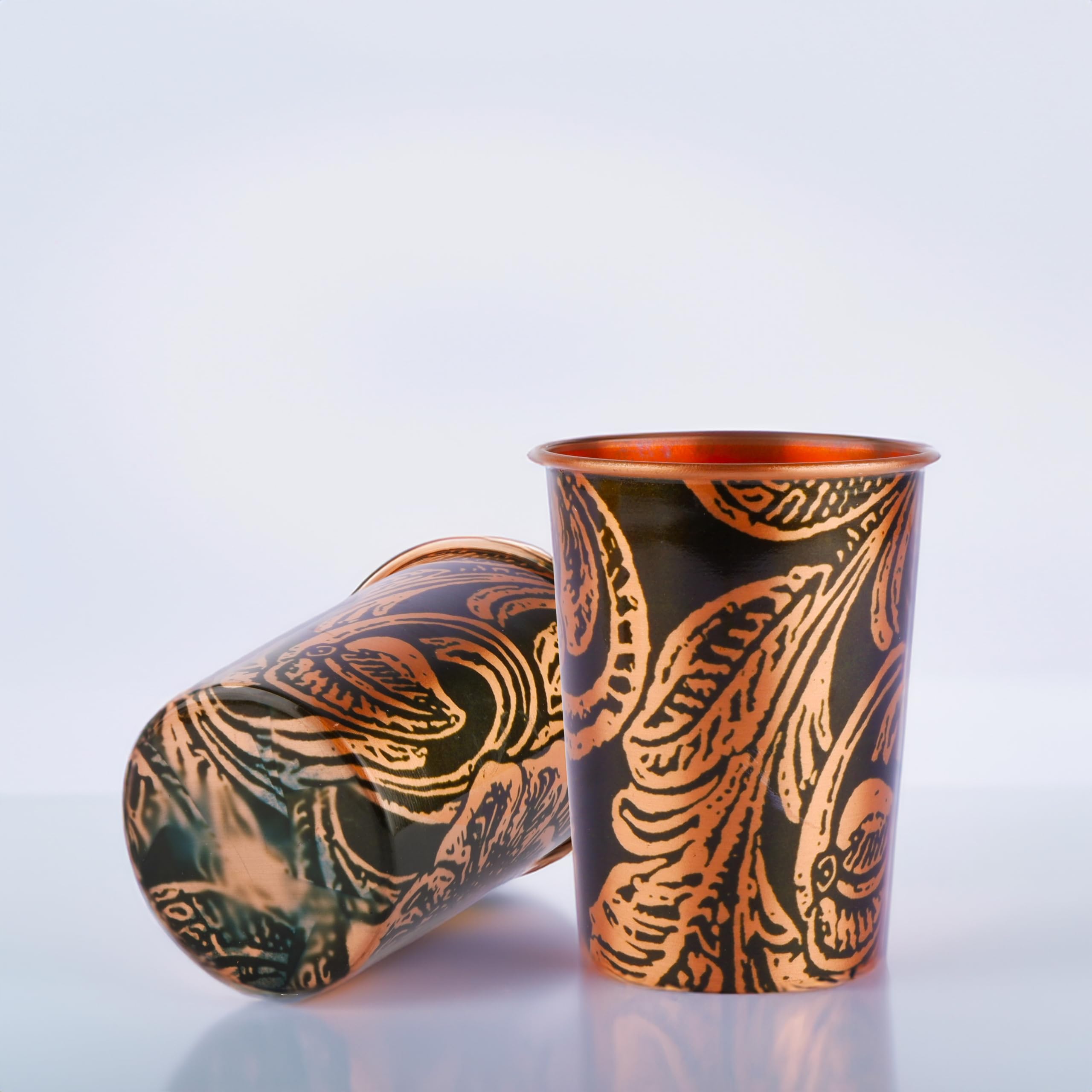 Exotic Elements Designer Copper Tumblers | Mīnākārī Art | 300ML, Set of 2 | 100% Pure Copper | For Daily Hydration | Boosts Immune system, Protects Liver, Aids Digestion (Roaring Green) (B0CPC13WSD) Amazon Price History, Amazon Price Tracker