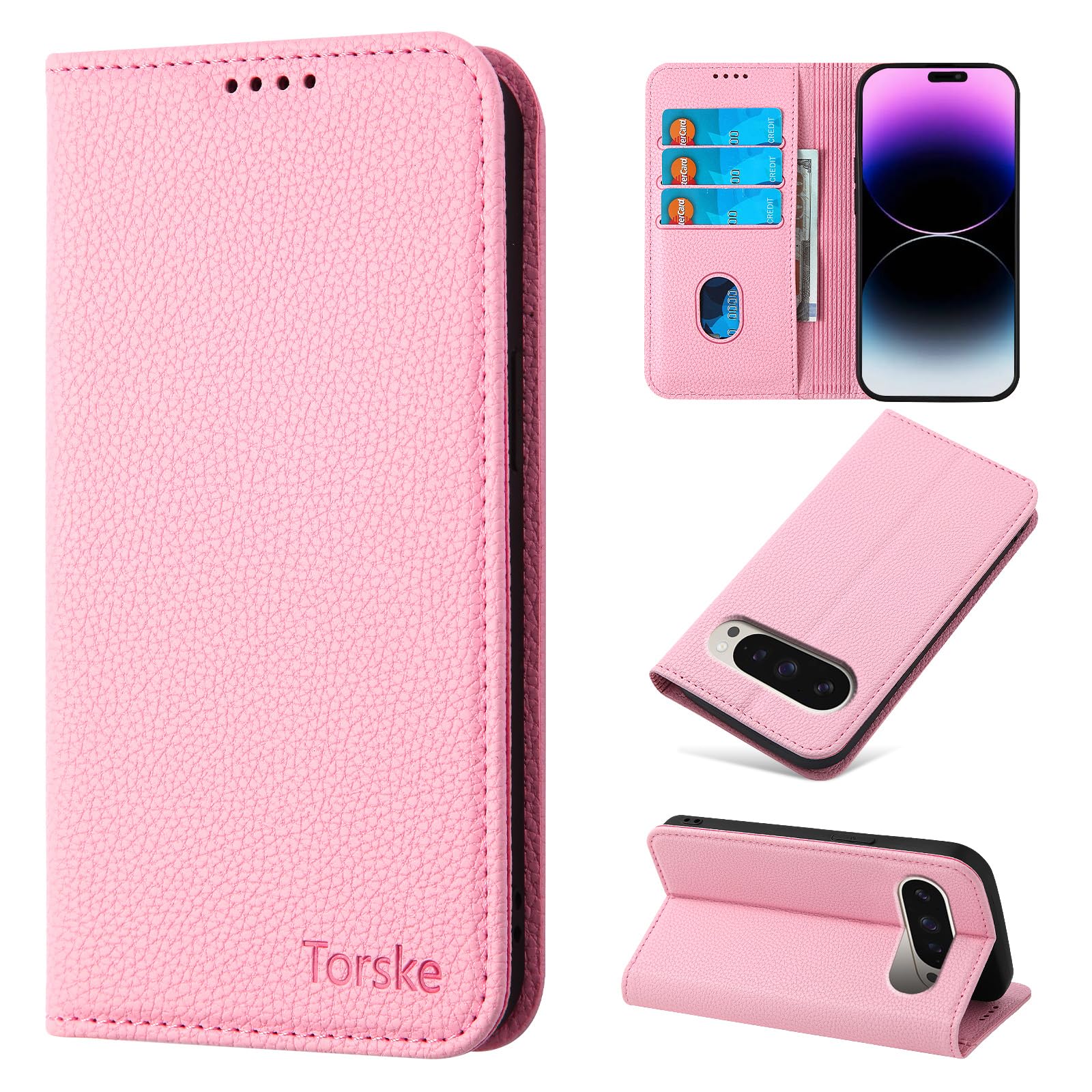 Torske 適用の Google Pixel 10 Pro ケース 手帳型 グーグルピクセル10 ケース 内蔵マグネット式 Google Pixel 10 手帳型ケース ぐーぐるぴくせる10 スマホケース 手帳型 カード入れ 防塵 上質 やさしく手触りが快適 おしゃれ pixel10ケース 6.3インチ対応 pixel10 10pro ピクセル9 9pro 携帯カバー - ピンク
