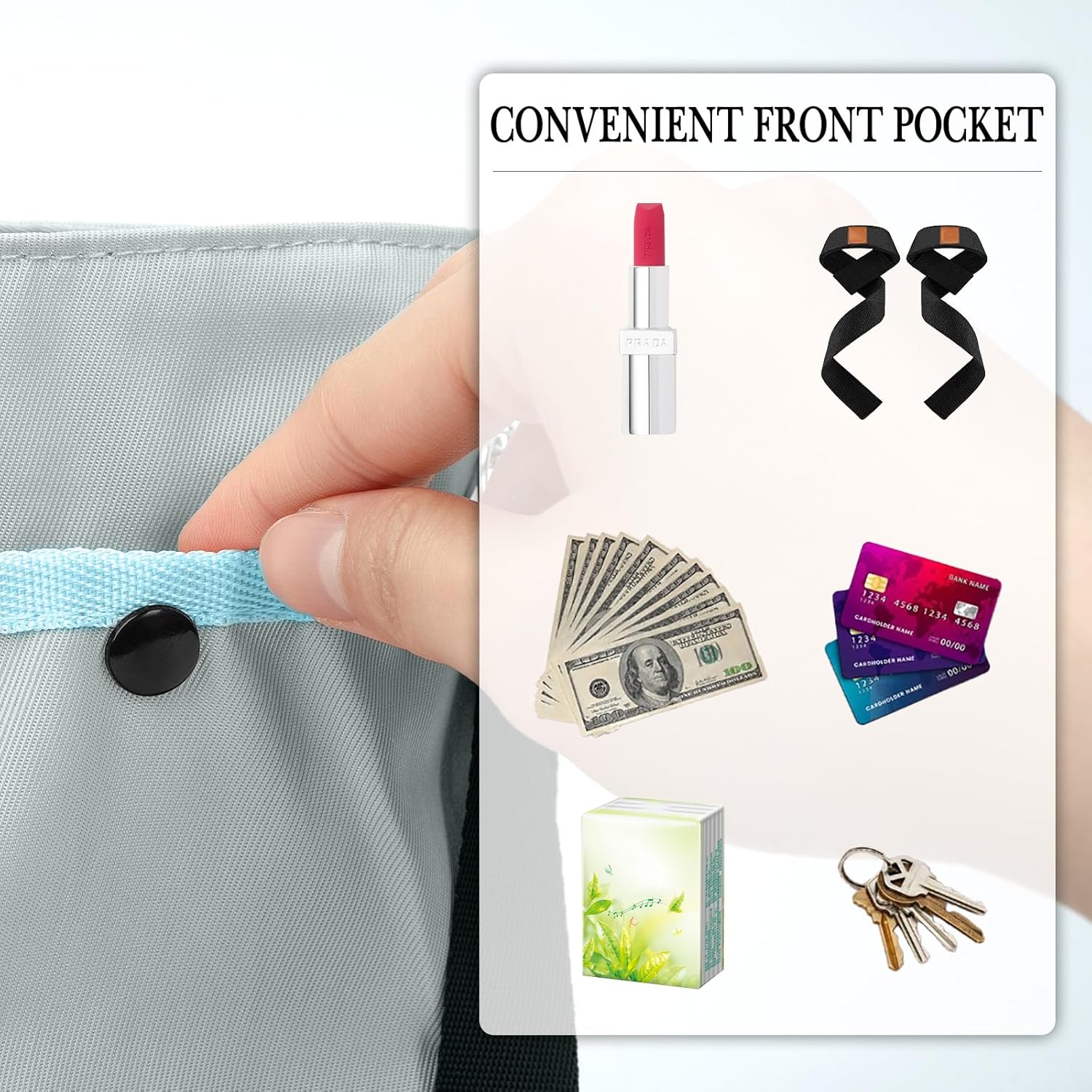 Linkidea Water Bottle Carrier Compatible with YETI Rambler Bottle 18oz/26oz, Owala FreeSip 24oz, Waterbottle Sling Bag Holder with Shoulder Strap, Grey - Image 5