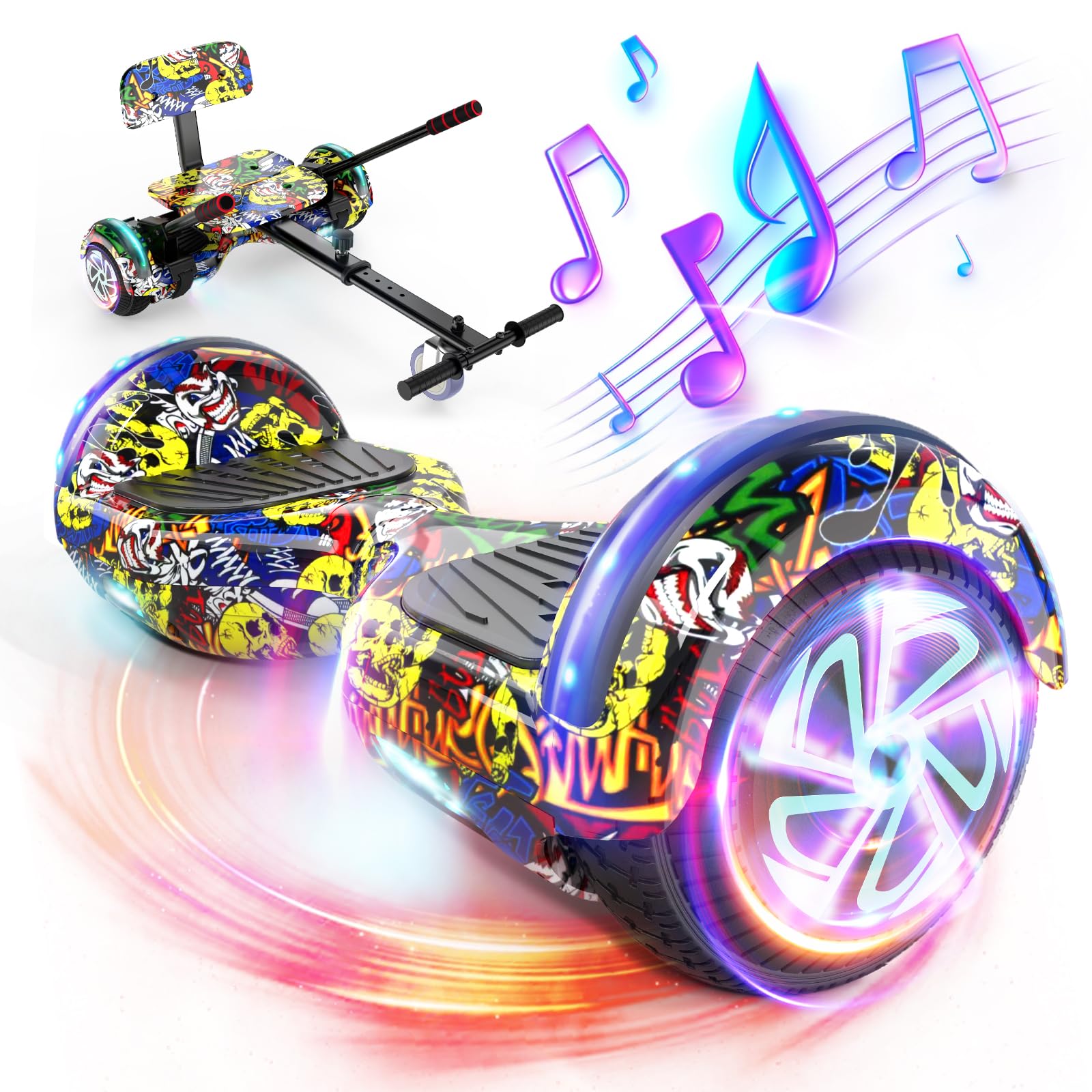 Scooter Seat Attachment, Adjustable Frame Length Scooter Go Kart Combo, Safety Certified Hoverboard Go Kart for Kids