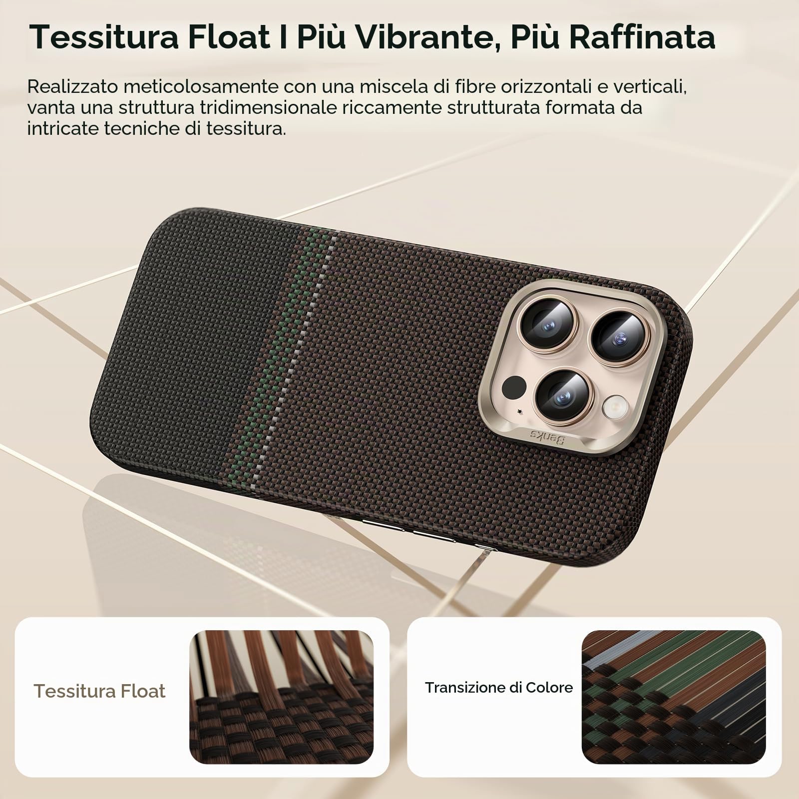 BENKS ArmorPro Prestige Cover per iPhone 16 Pro Max Custodia per Controllo della Fotocamera, Compatibile con MagSafe, Protezione Antiurto di livello Militare, Kevlar 600D+1500D Fibra Aramidica e TPU