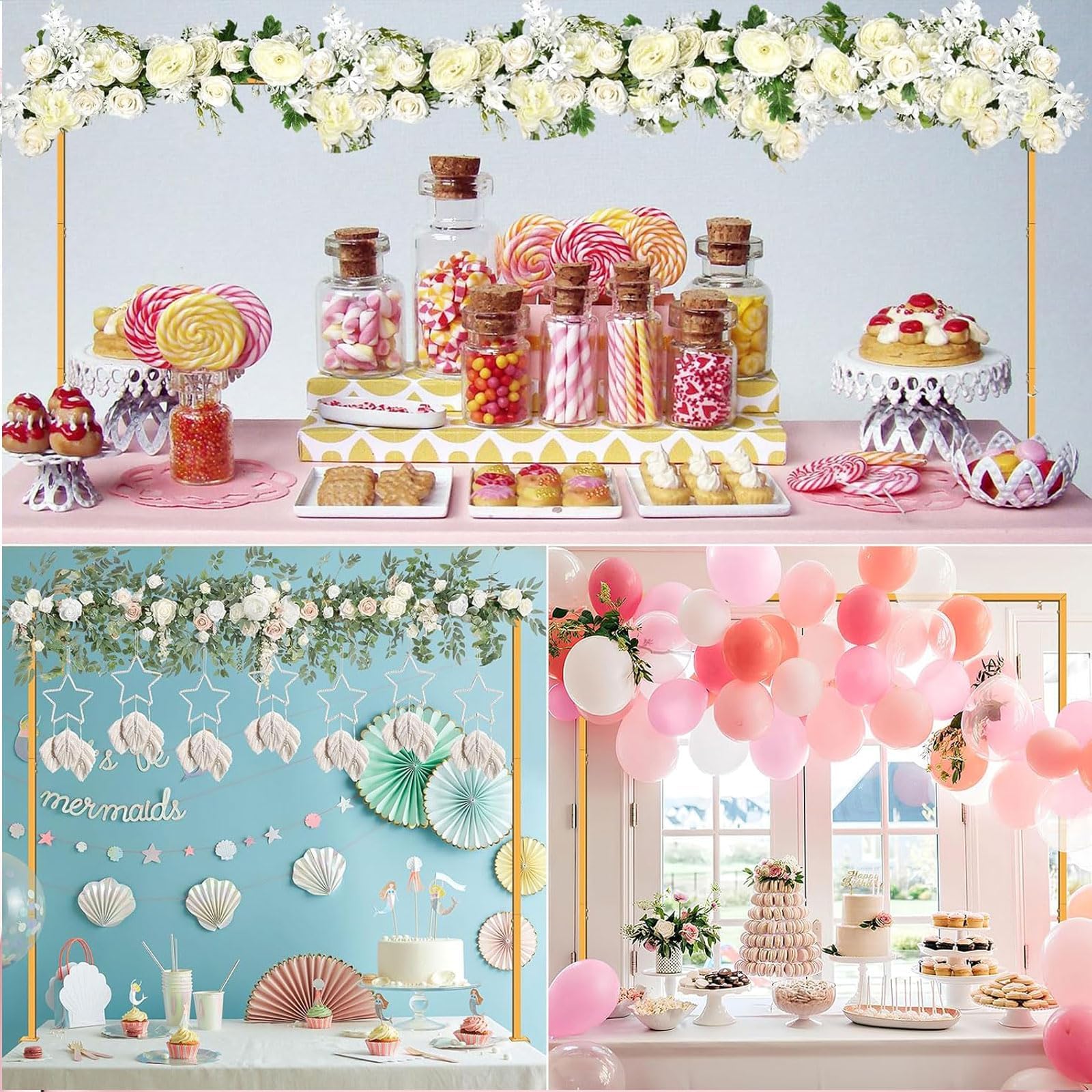 Over-The-Table Arch Stand – Adjustable Rod Stand With Clamps For Balloon & Flower Decor At Weddings, Parties