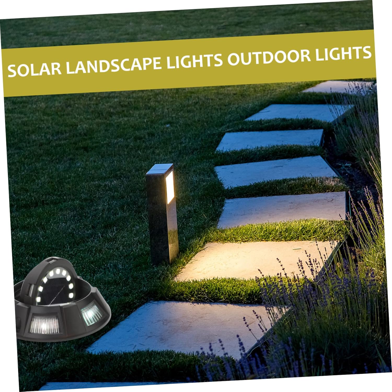 Homoyoyo 4Pcs Solar Outdoor Ground Lights for Pathway Lawn Patio Rotatable Side Glow Solar Buried Decor Easy Install for Backyard Walkway