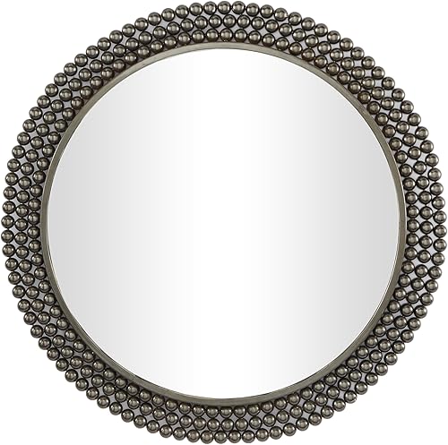 CosmoLiving by Cosmopolitan Espejo de pared de metal para habitación, espejo de entrada con detalles de cuentas, espejo montado en la pared 32 x 1 x