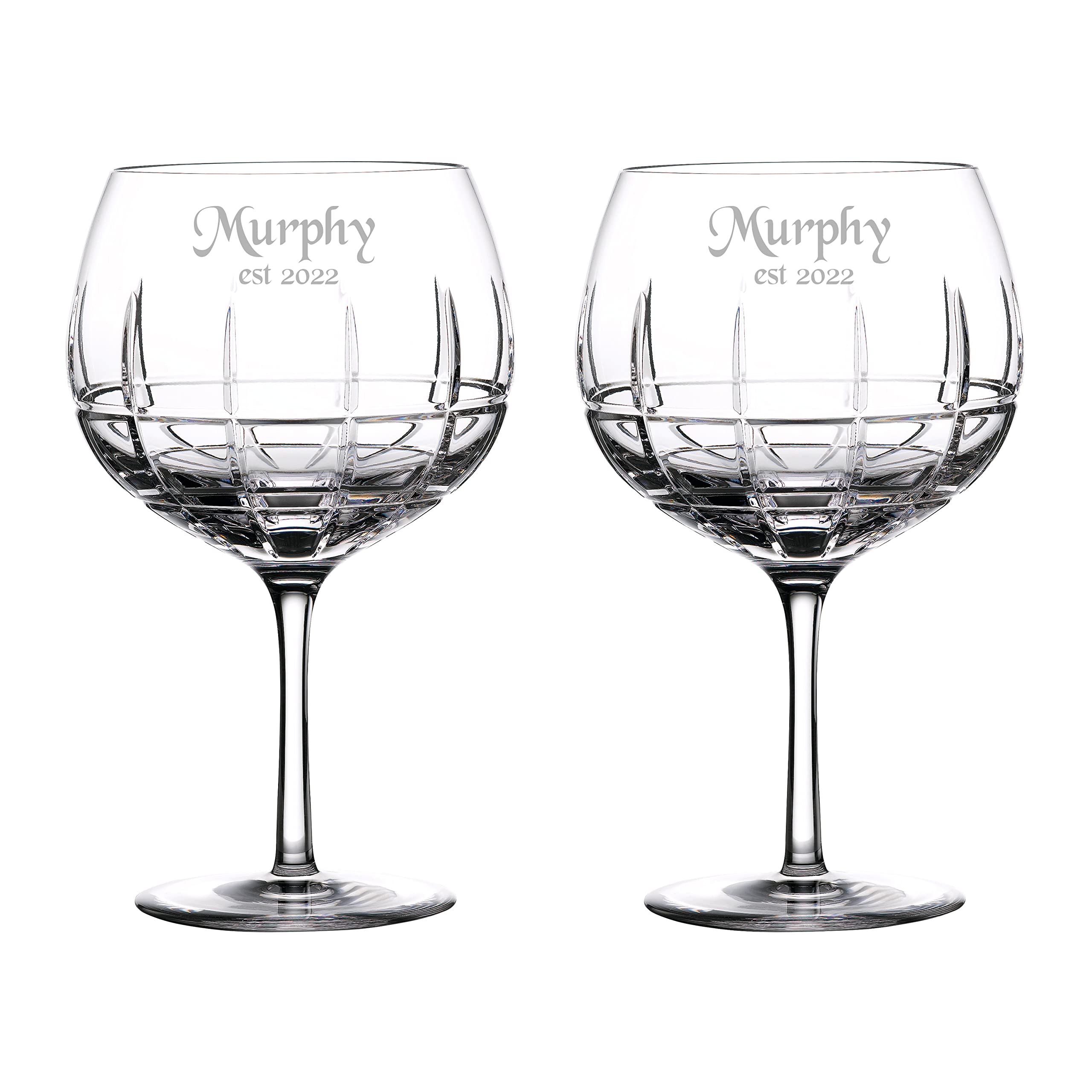 Waterford Personalized Gin Journeys Cluin Balloon Glasses Set of 2 Custom Engraved Large Oversized Cut Crystal Cocktail Glasses