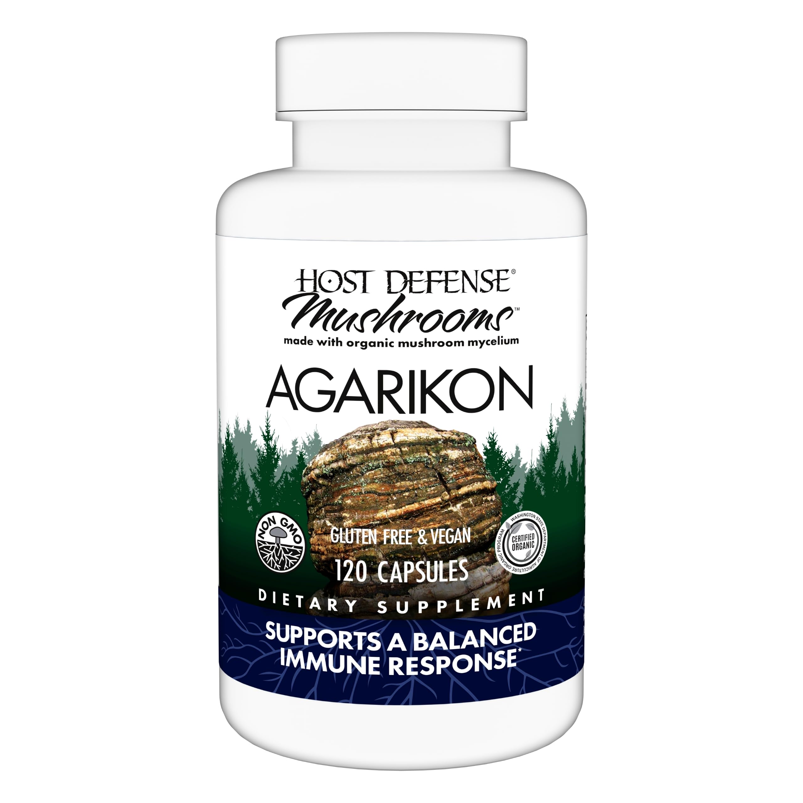 Host Defense Agarikon Capsules - Immune System Support Supplement - Mushroom Supplement to Aid Immune Functions & Cell Strength - Herbal Dietary Supplement - 120 Capsules (120 Servings)*USDA Organic