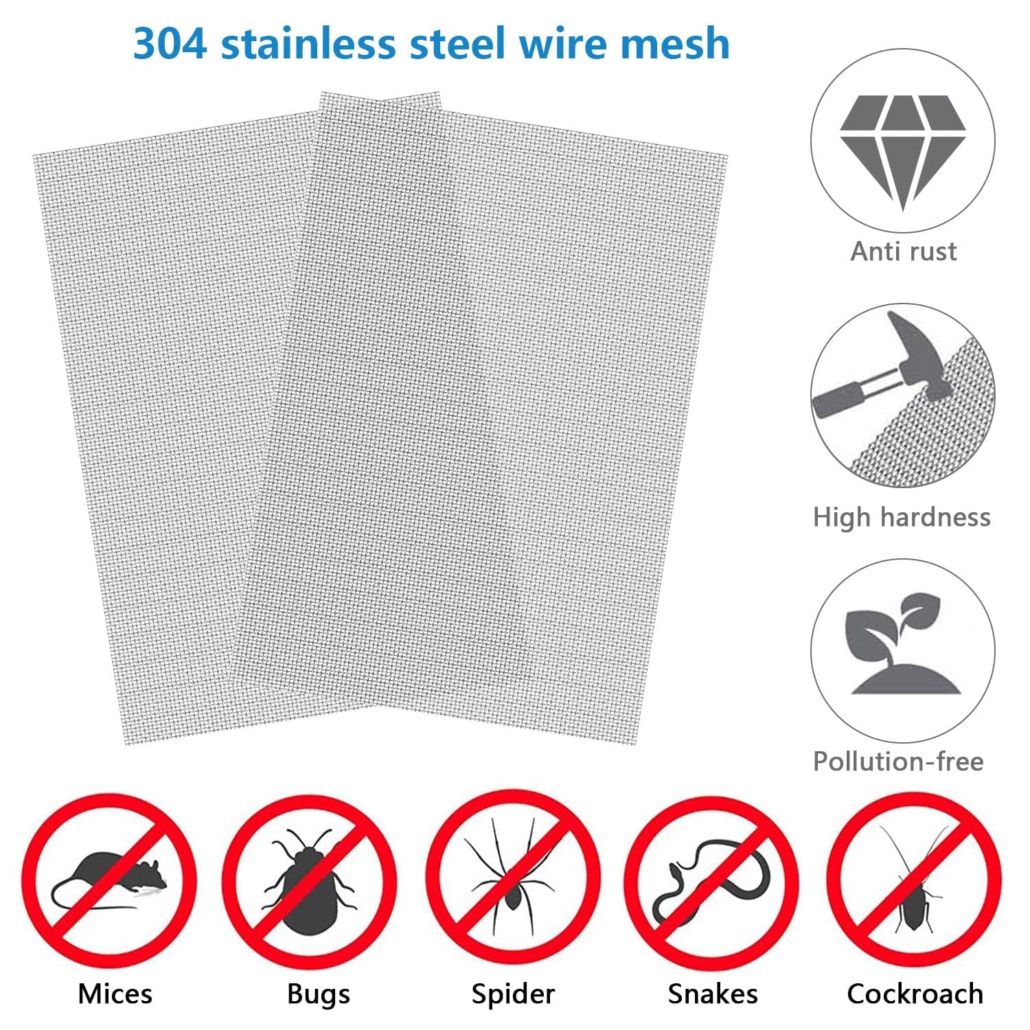 18 Mesh Rete Metallica Inox, Maglia In Acciaio Inossidabile Con Foro Per Maglie Da 1,06mm Foglio Filtrante, Resistente Alla Corrosione Maglia Del Roditore(1.2x6m)