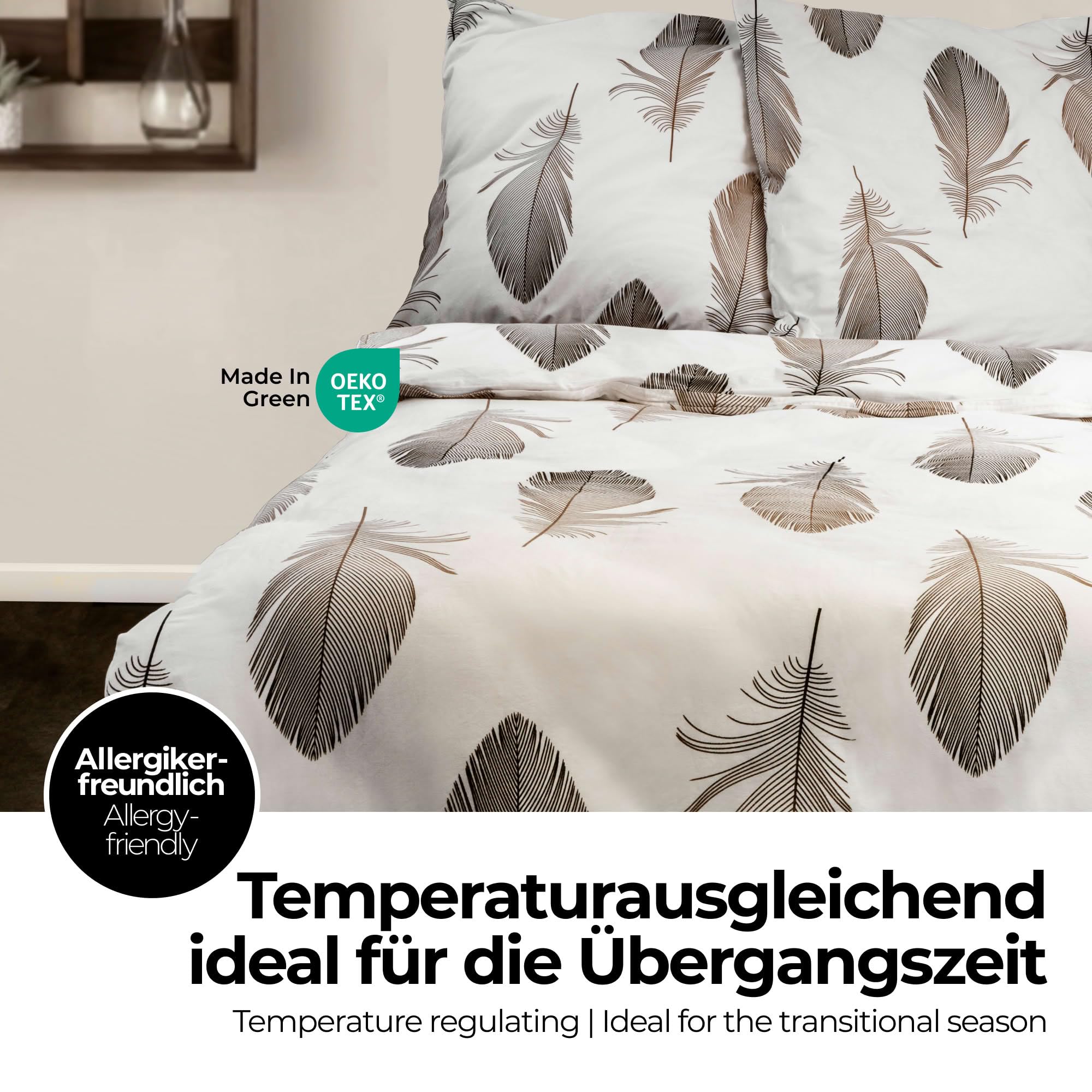 etérea Renforcé Bettwäsche Federn Weiß 4 TLG. 2X 135x200 cm + 2X 80x80 cm