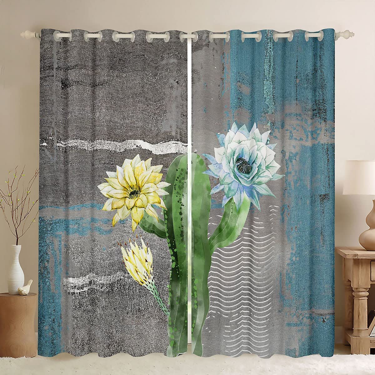 Verduisterende Gordijnen 3D Plant Cactus Patroon 39.4X84 Inch Super