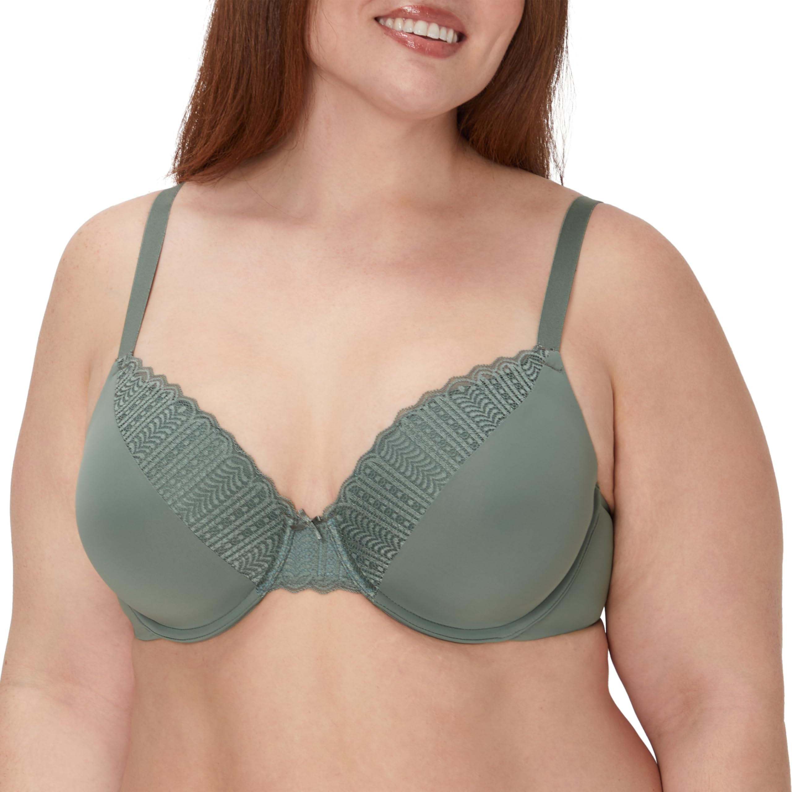 Maidenform Women's Comfort Devotion T-Shirt Bra, Underwire Bra, Full Coverage Bras for Women, Pewter Green, 38B