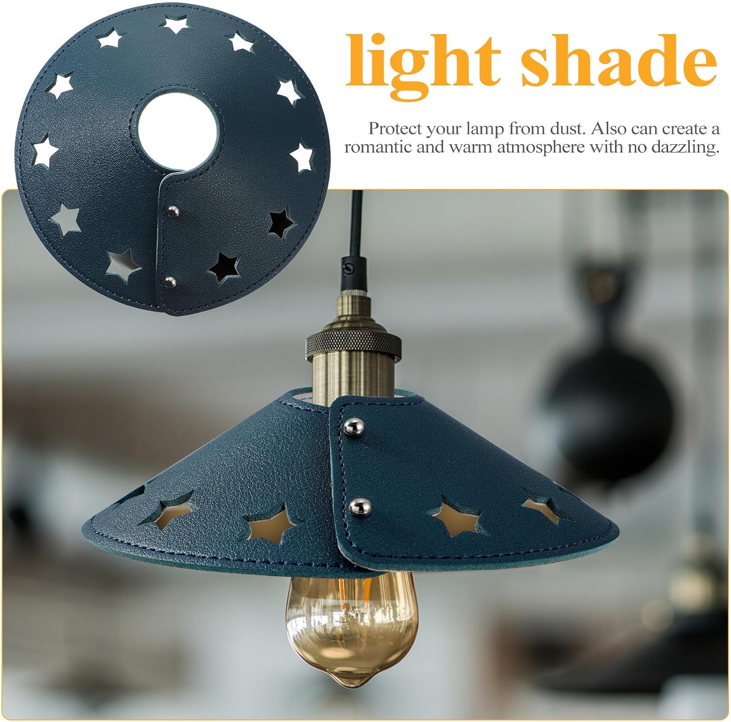 Leather Lamp Shade Cover for Wall and Floor Lamps Blue image 3