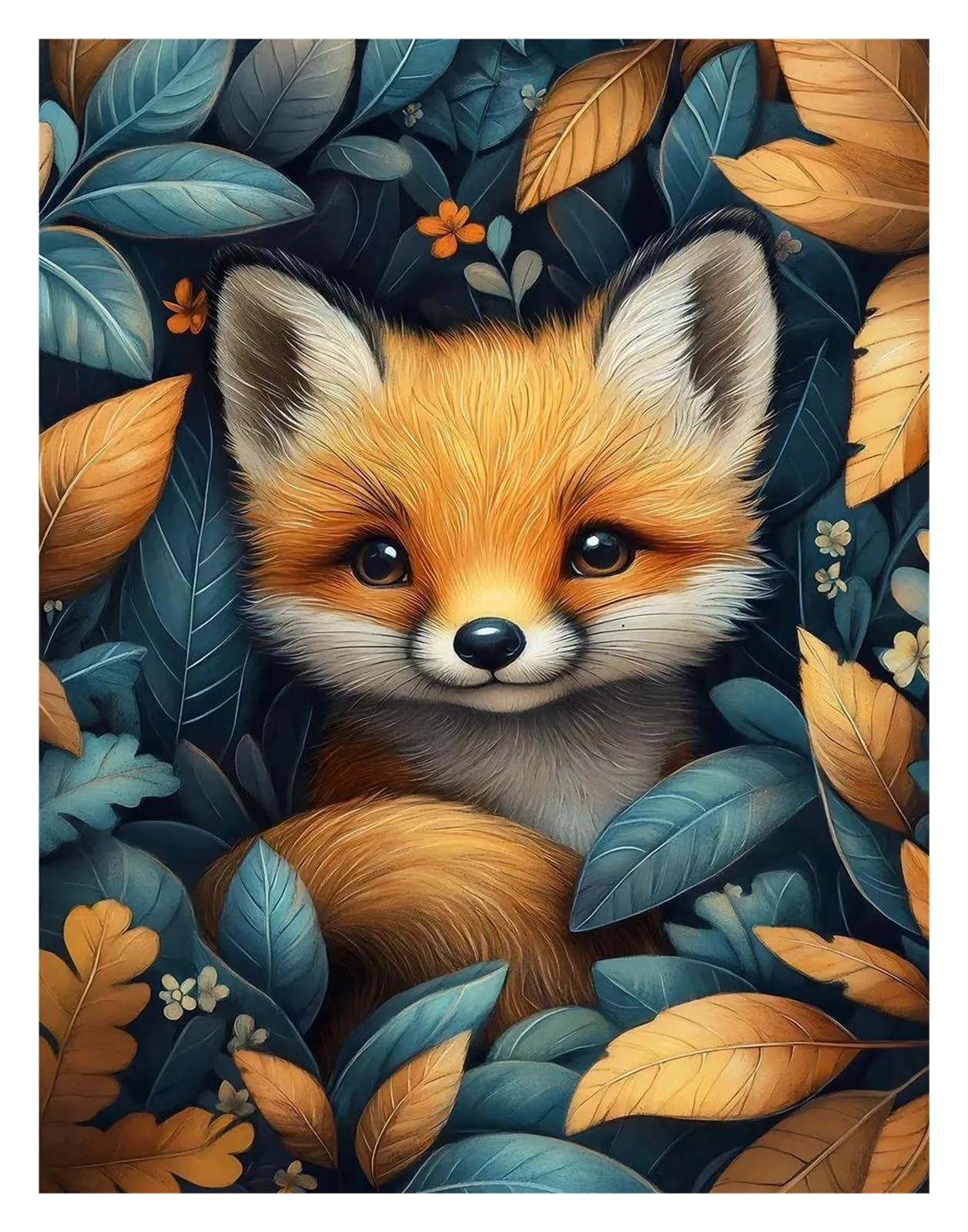 Xenite J Wall Art Canvas Prints Cute Baby Animals In Leaves Posters Prints Vibrant Baby Owl Hedgehog Frog Nature Canvas Painting Wall Picture Home Bedroom Decor(,30X40cm)
