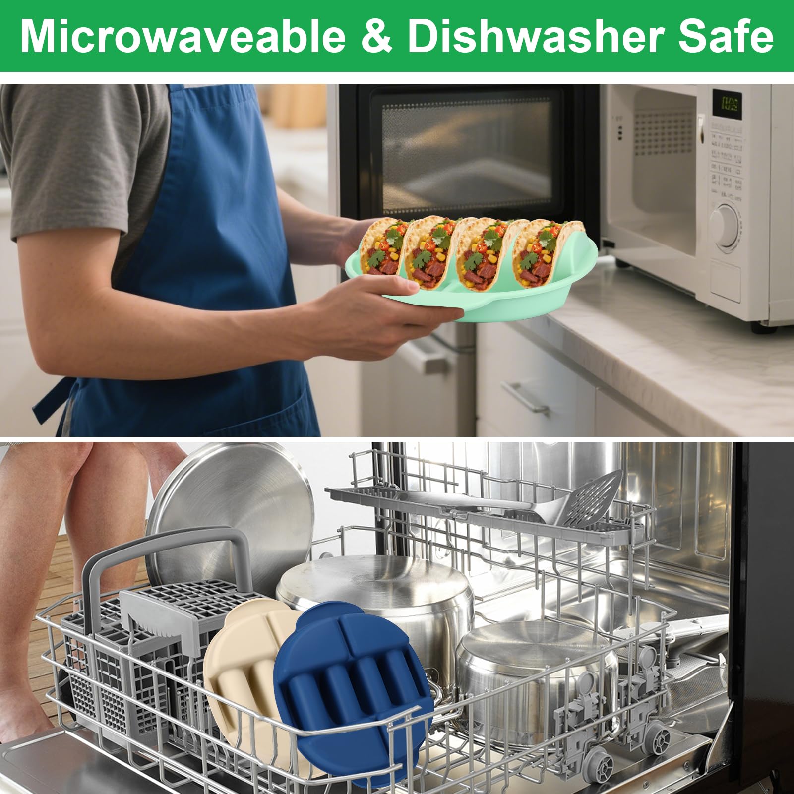 MOQIN Silicone Taco Holder Plates, Reusable Taco Shell Holders With