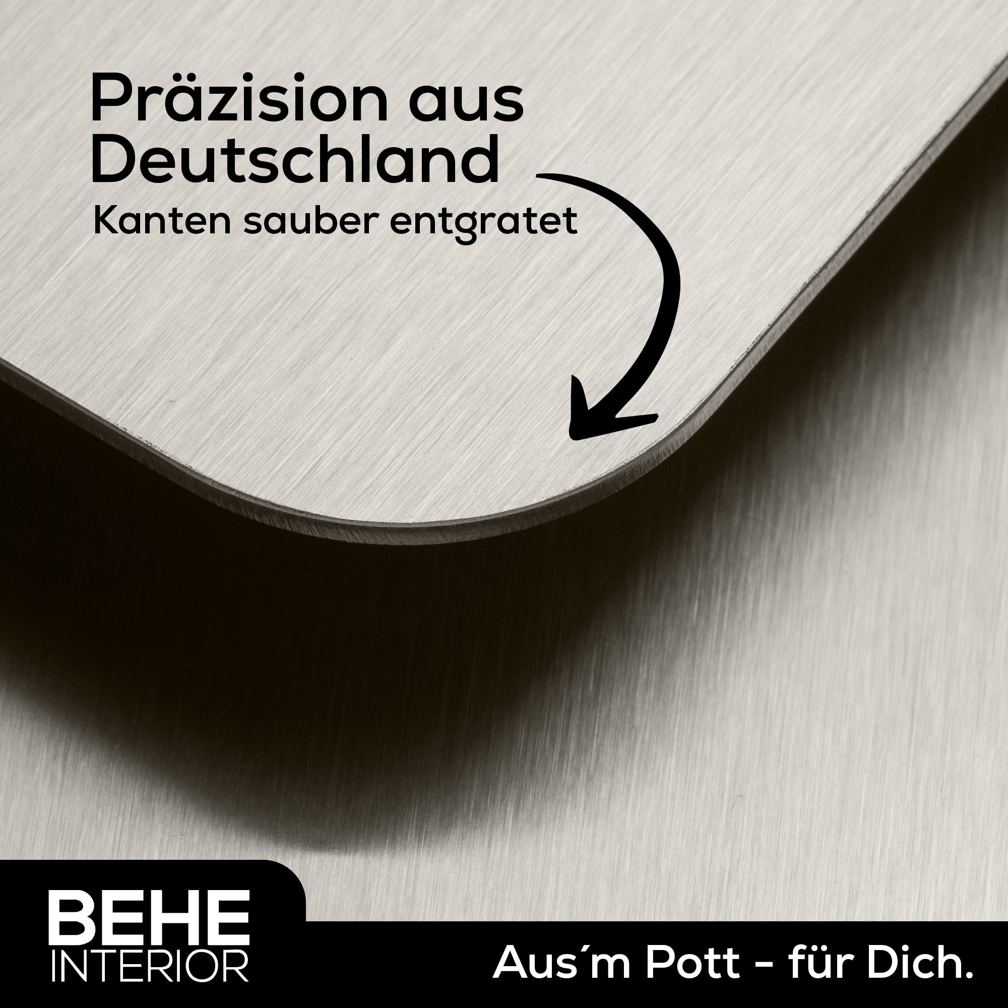 Behe – Tagliere in titanio al 100% (21 x 30 cm) – Made in Germany, tagliere igienico, in titanio, antiscivolo per la cucina, per alimenti, antibatterico e privo di BPA (con manico)