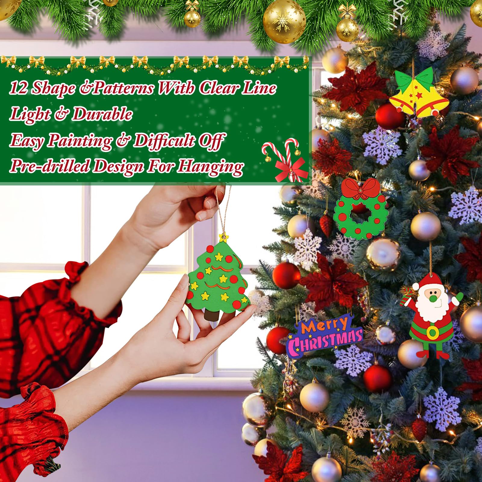 Kit DIY Décorations Sapin De Noël Pour Enfants - 24 Pièces, Papier De Qualité, Autocollants Inclus - Activité Créative