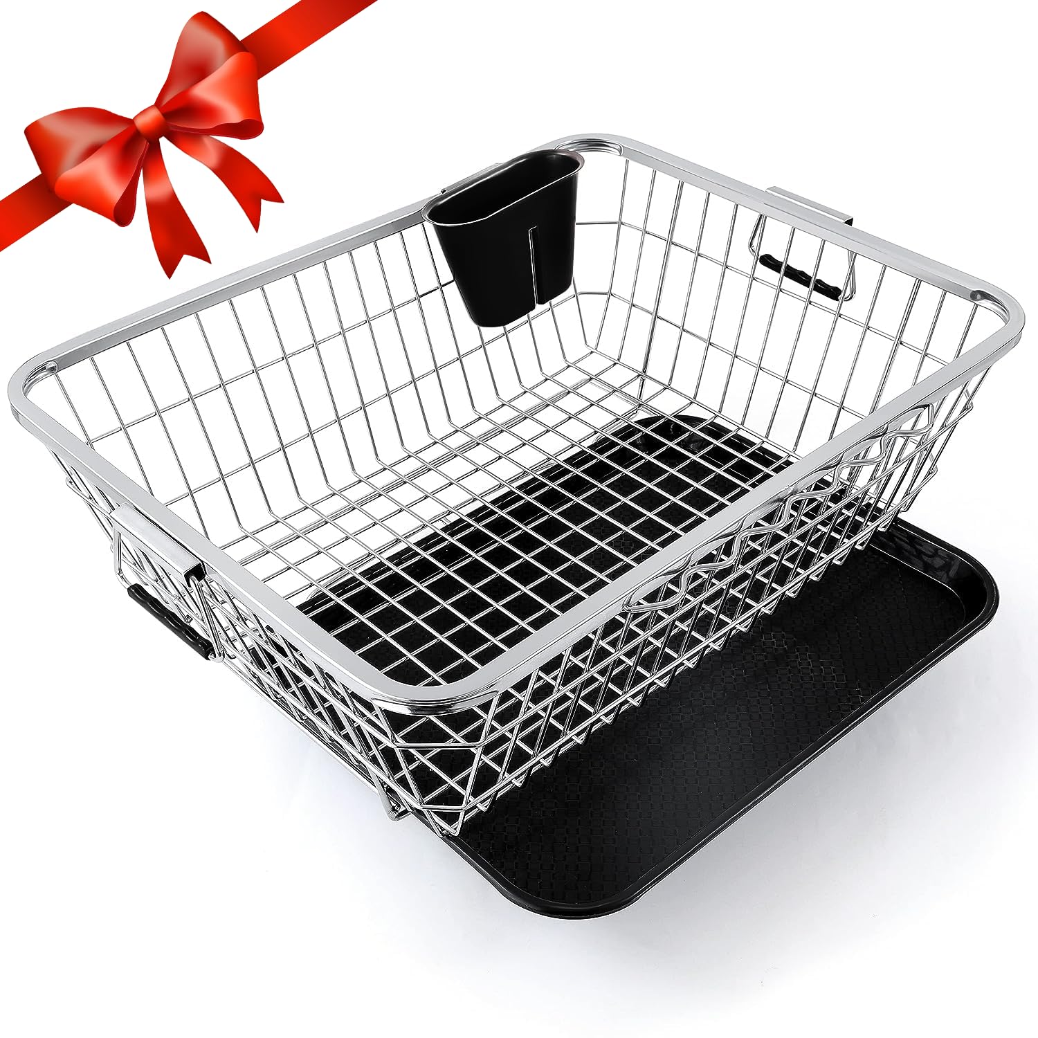 TEX-RO Utensils Basket Drainer & Dish Drainer Basket for Kitchen/Utensil Stand for Kitchen/Dish Drying Rack with Drainer/Bartan Stand(Size- 56x43x23 CM/Chrome Finish)