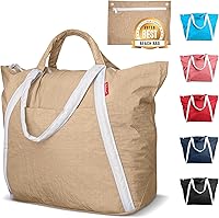 Bodysurf Waterproof Sandproof Beach Tote Bag - Packable Foldable Ripstop Nylon Zipper Bag for Travel, Pool, Cruise, Extra Large