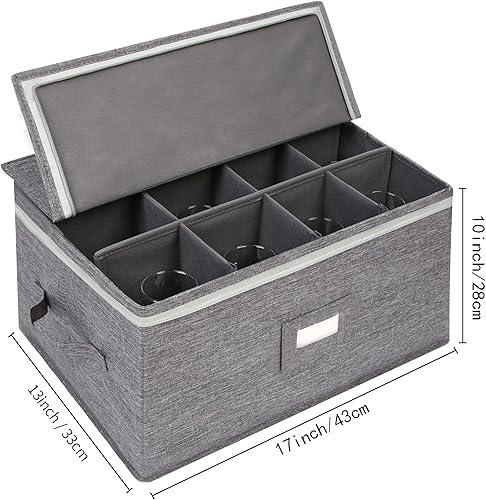 Miniatura 10 de popoly Estuches de almacenamiento para copas de vino, con separadores para 12 copas de vino, vasos, cristalería o cristal, 17 x 13 x 10 pulgadas de