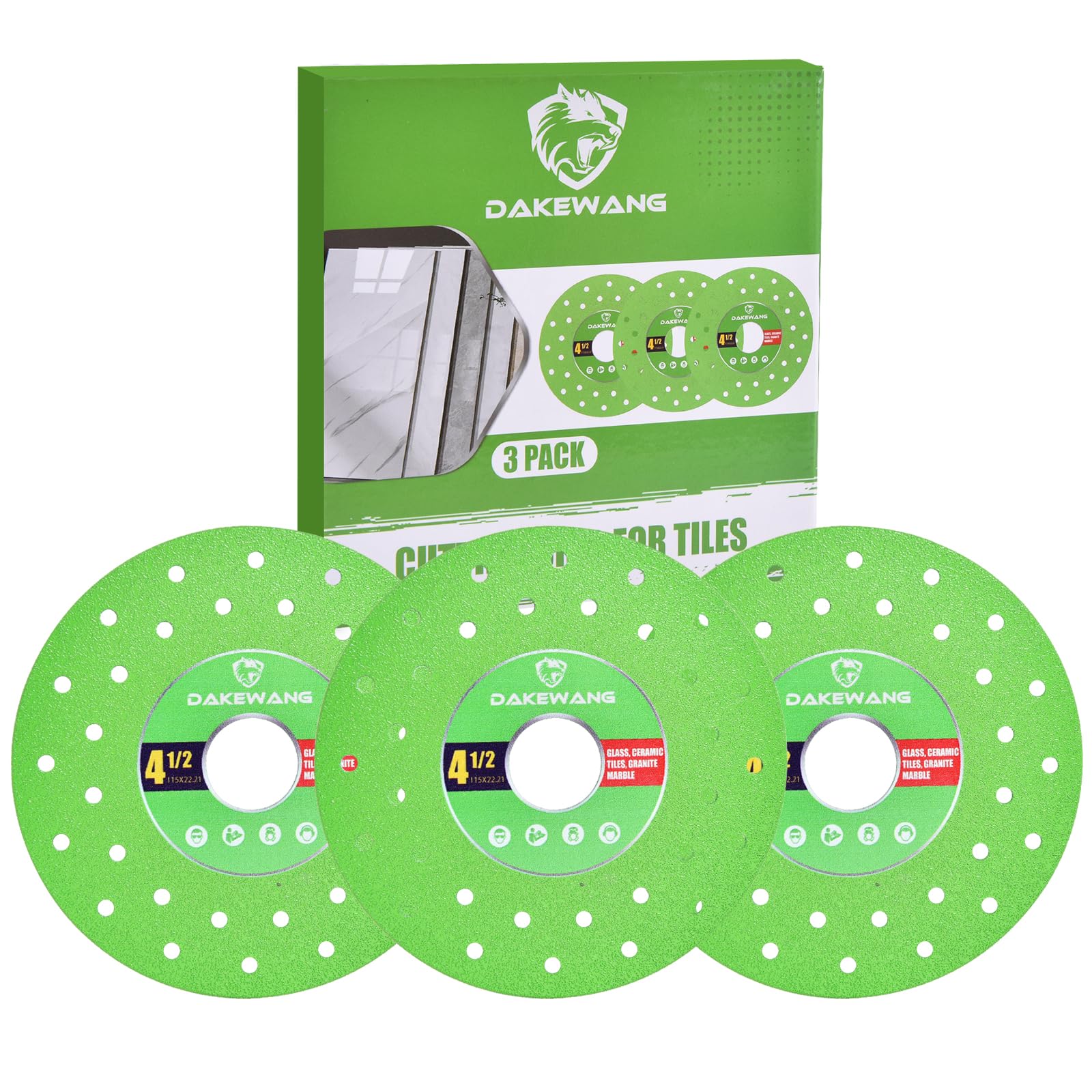 3pack 4-1/2 inch Diamond Blade for Angle Grinder, Indestructible Discs for Grinder, Ideal for Porcelain, Glass, Ceramic, Tile, Granite, Marble. (Cut Tiles)
