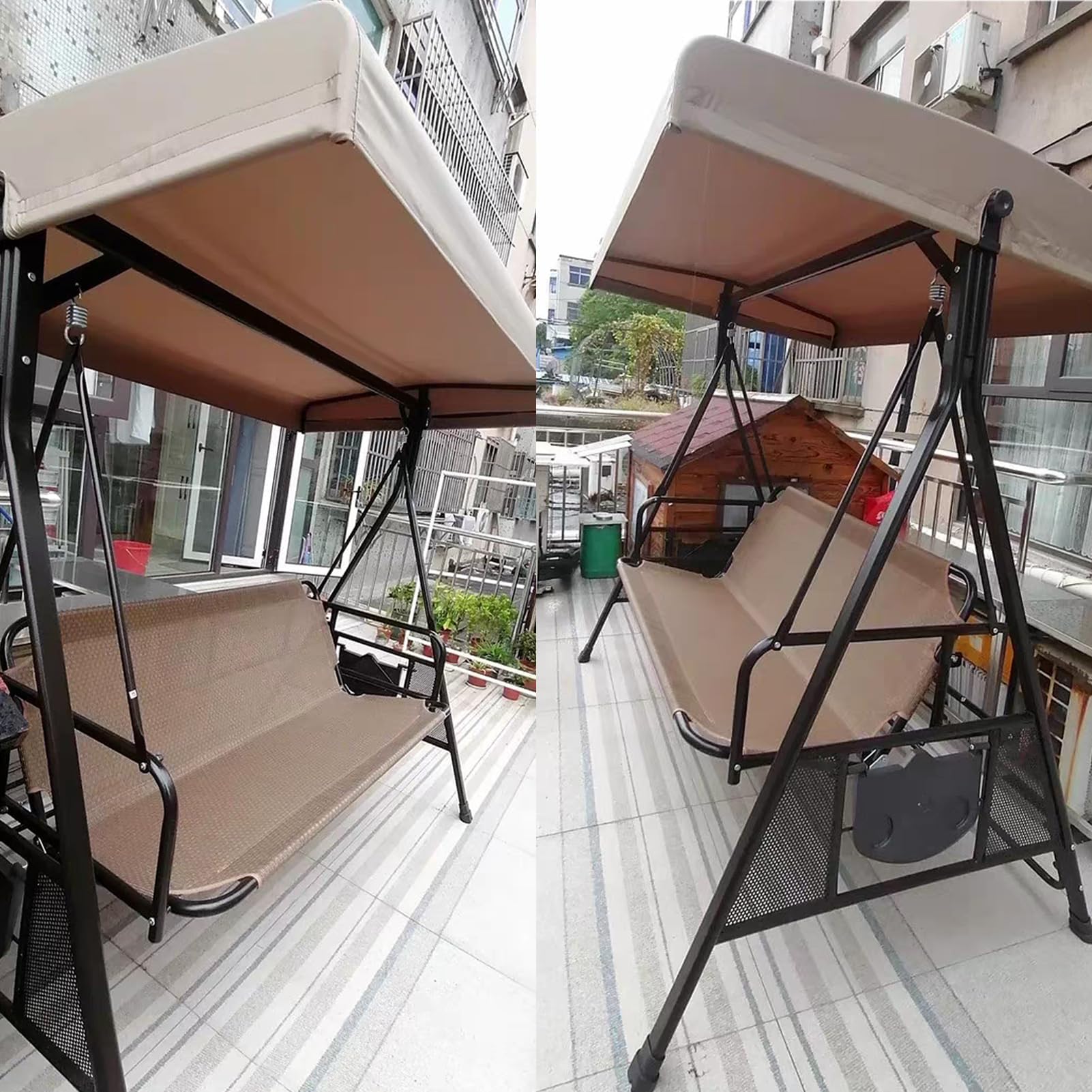 Tetto di Ricambio per Dondolo,2 3 posti Tettino Parasole Impermeabile Anti-UV Tetto del Dondolo da Giardino Telo per Altalena Hollywood Sostituzione,3 Seater:195×122cm/77.8×48in