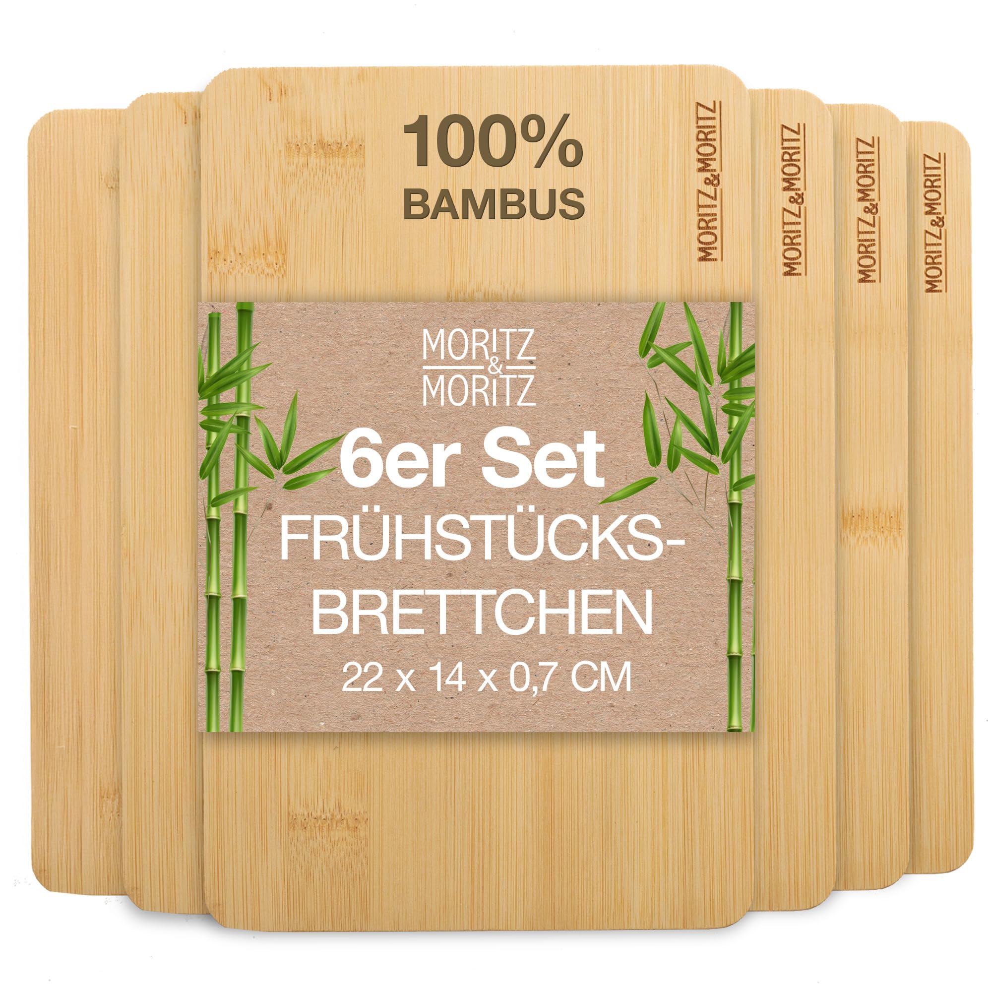 Moritz & Moritz Frhstcksbrettchen Bambus - 6er Schneidebrett Holz Set,  natrlich antibakteriell, robust & messerschonend - Vielseitig als  Holzbrett Kche, Brotzeitbrett, Servierbrett & cutting board : Amazon.de:  Kche, Haushalt & Wohnen