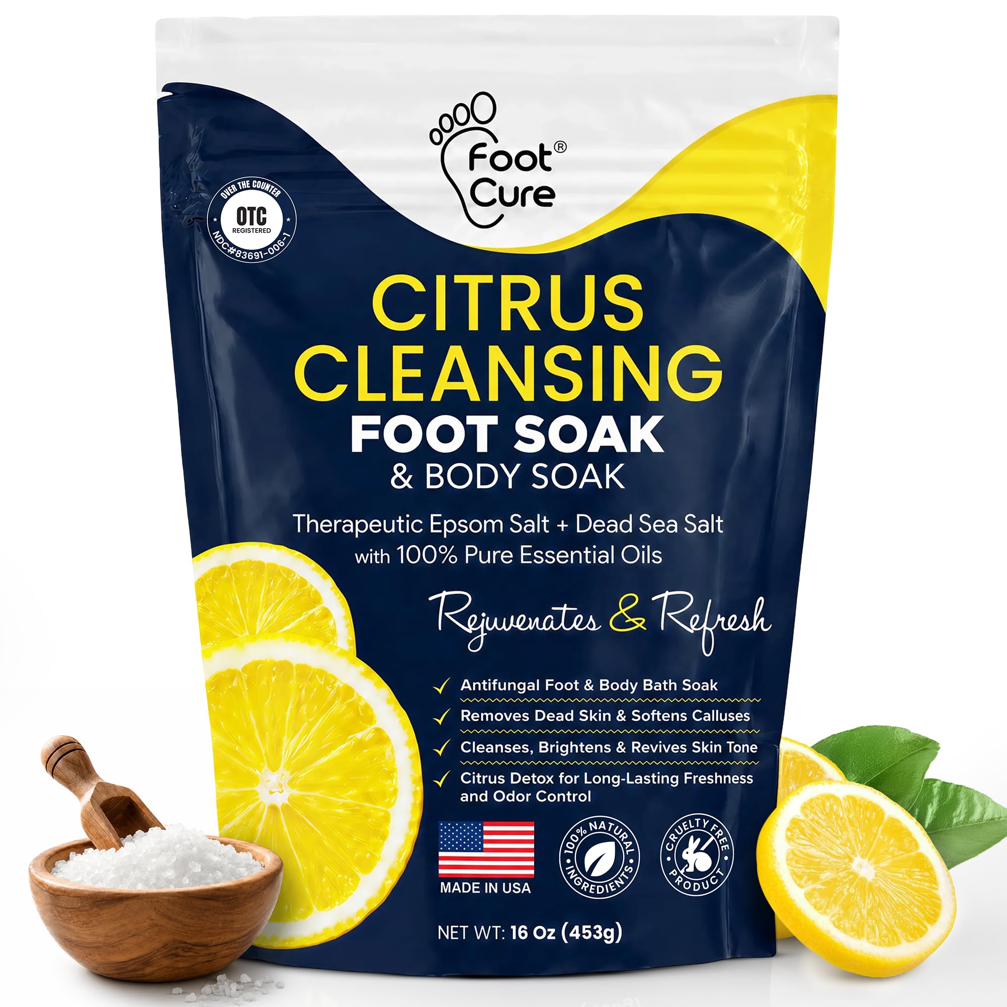 Citrus Detox Epsom Salt Foot Soak, Cleanses Brightens &amp; Revives Skin Tone