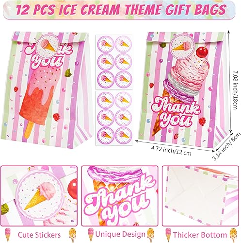 Miniatura 7 de Erweicet Recuerdos de fiesta de helados, 72 pulseras de helado para manualidades, pajitas, calcomanías de tatuaje, bolsas de regalo para niños y