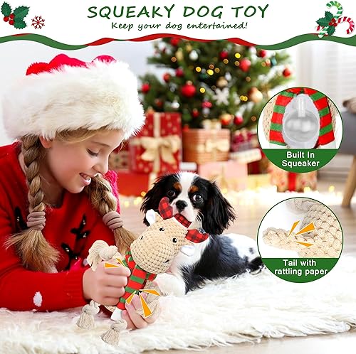 Miniatura 3 de Juguete de Navidad para perros, juguetes grandes para perros grandes, juguetes de tira y afloja, juguetes para masticar, juguetes chirriantes para