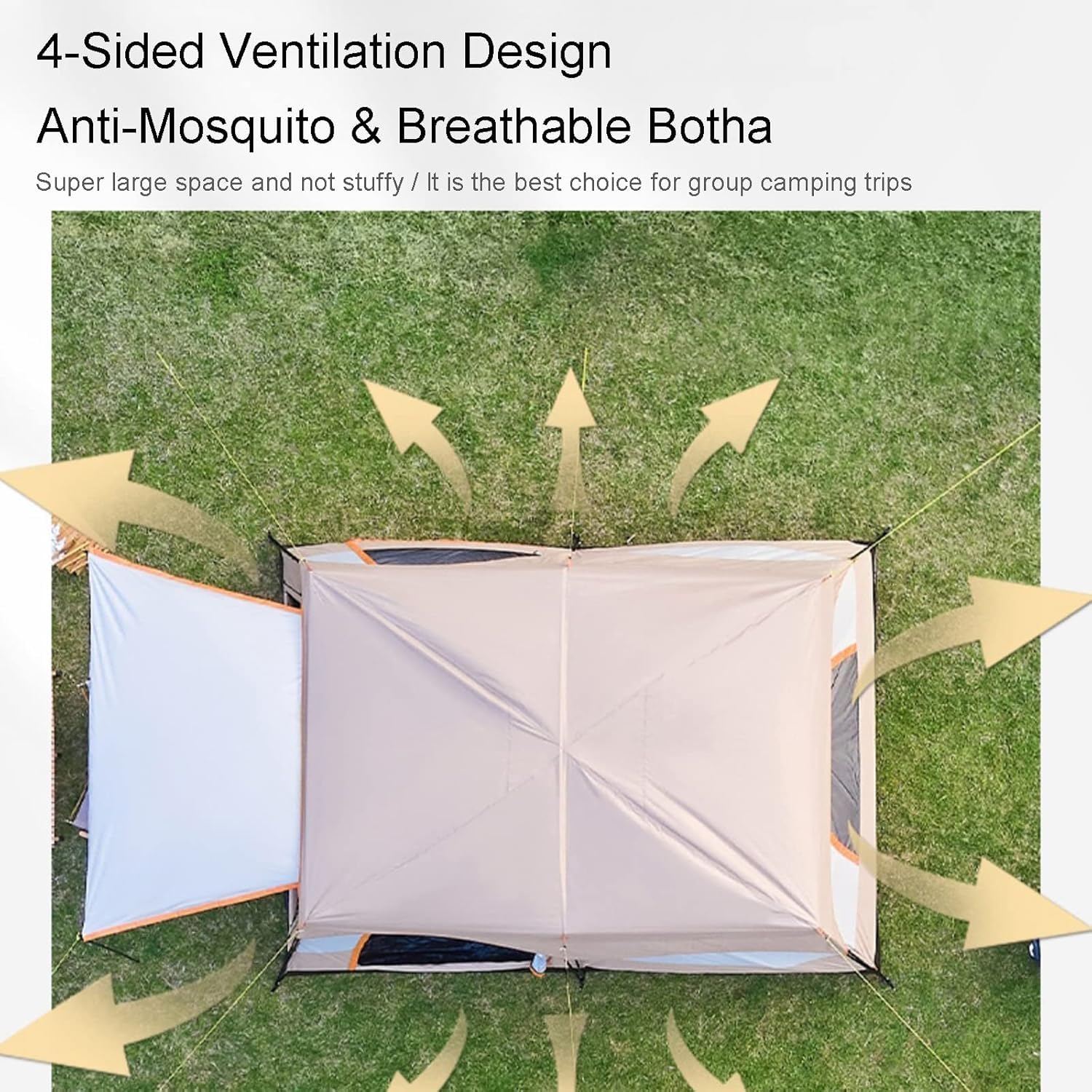 Tende da Campeggio con Portico, Tenda Istantanea Tenda da Campeggio Automatica, Impermeabile Antivento Facile da Installare in Pochi Minuti Ideale per Viaggi in Auto in Fa, Orange, 320 * 220 * 195cm