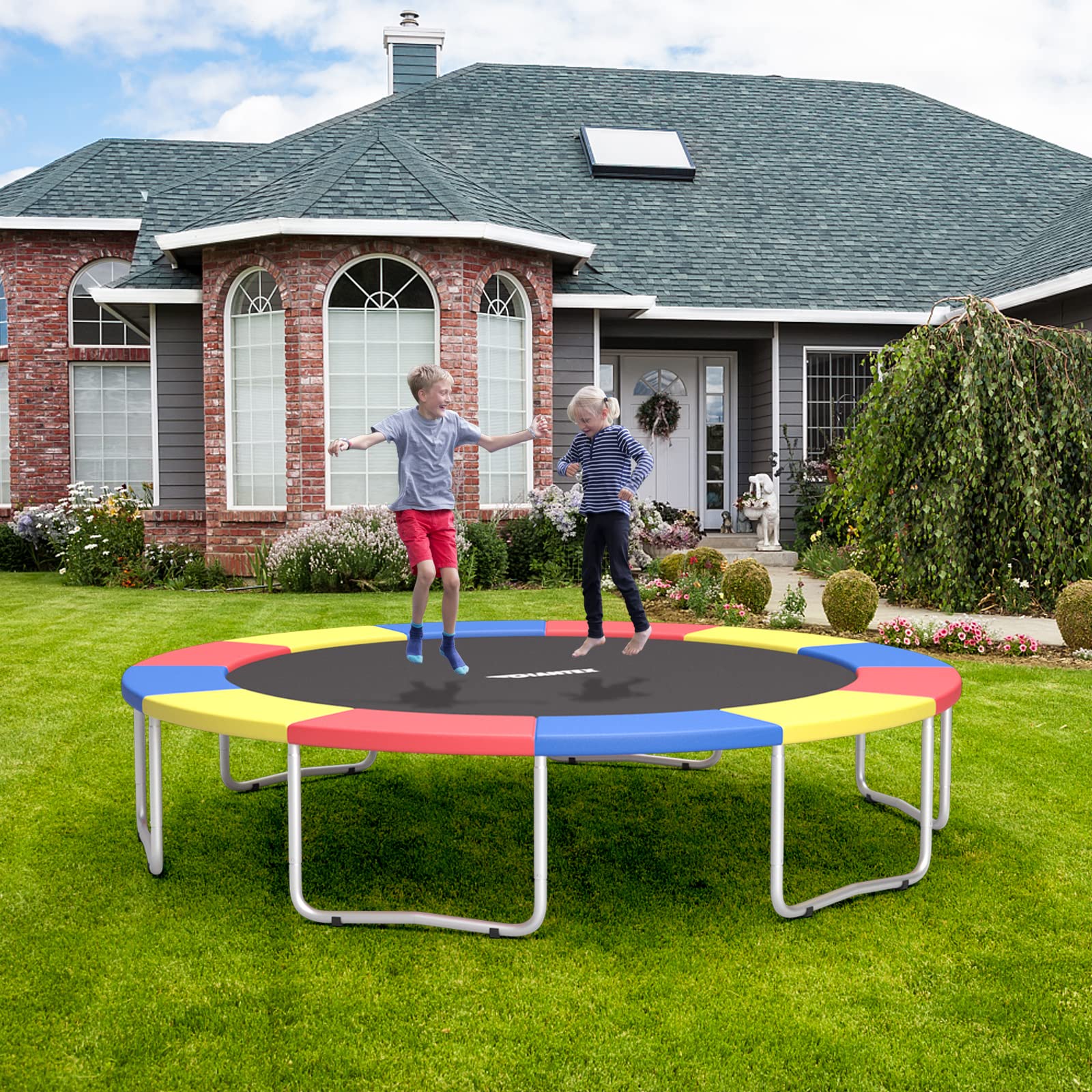 COSTWAY Coussin de Protection Trampoline Ø420 cm, Coussin de Sécurité de Remplacement, Couverture de Ressort pour Trampoline, Imperméable et Résistant aux Déchirures, Installation Facile