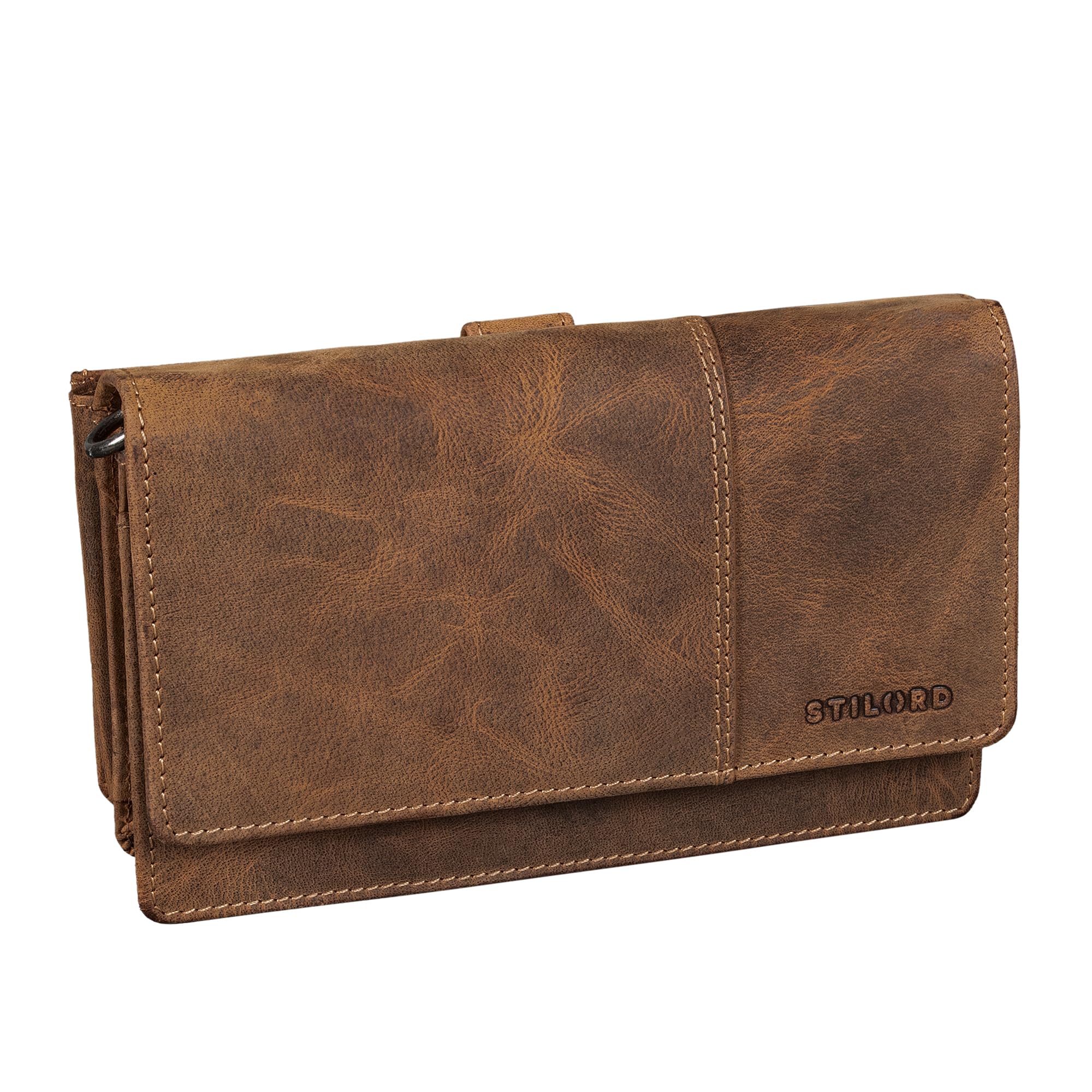 STILORD 'Darla' 3-en-1 Sac à Main Cuir avec Porte-Monnaie Femme Portefeuille avec Protection RFID 9 Compartiments pour Cartes Pochette Telephone Portable Cuir Véritable, Couleur:Bergamo - Marron