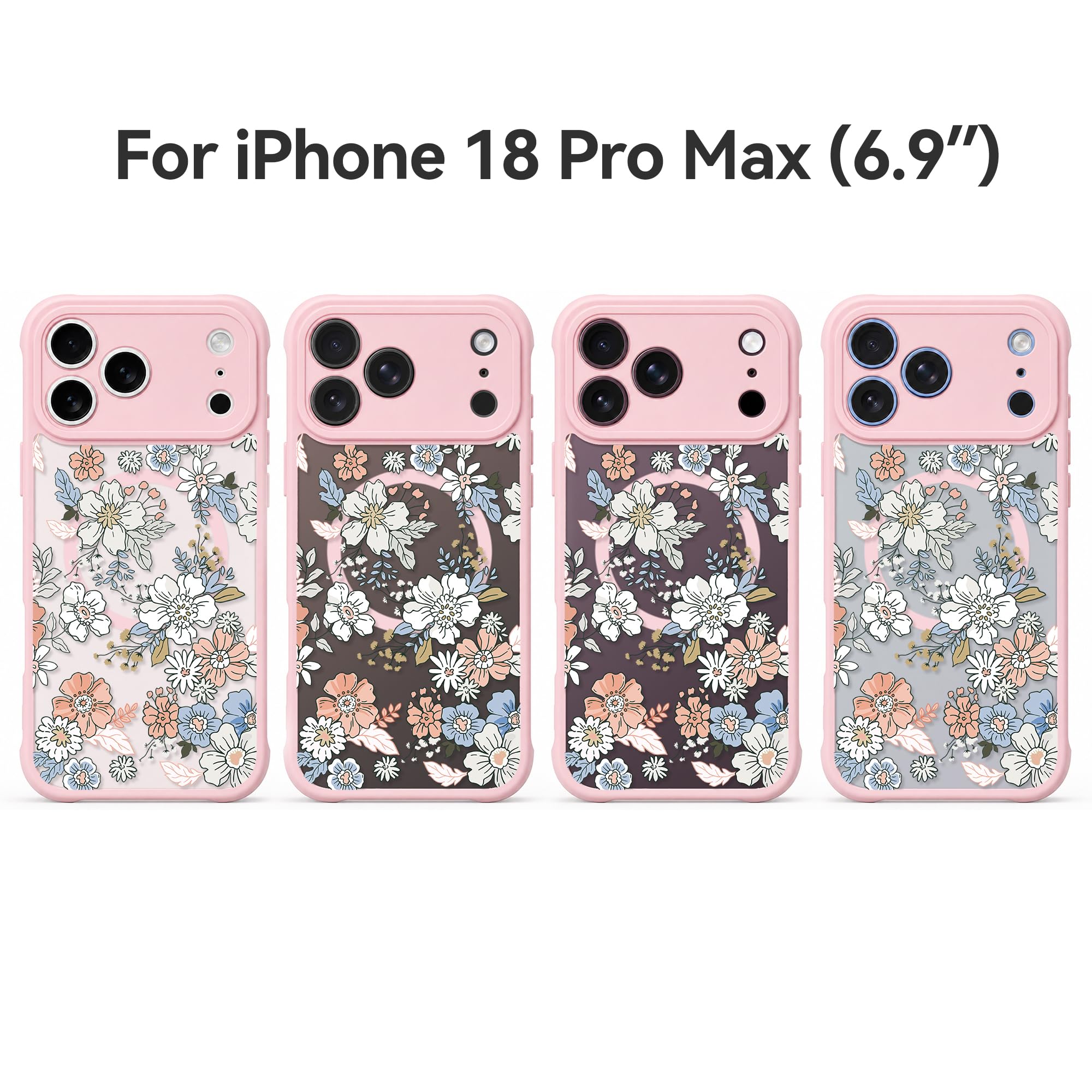 Coque esthétique rose pour iPhone 12 Pro Max, jolie fleur