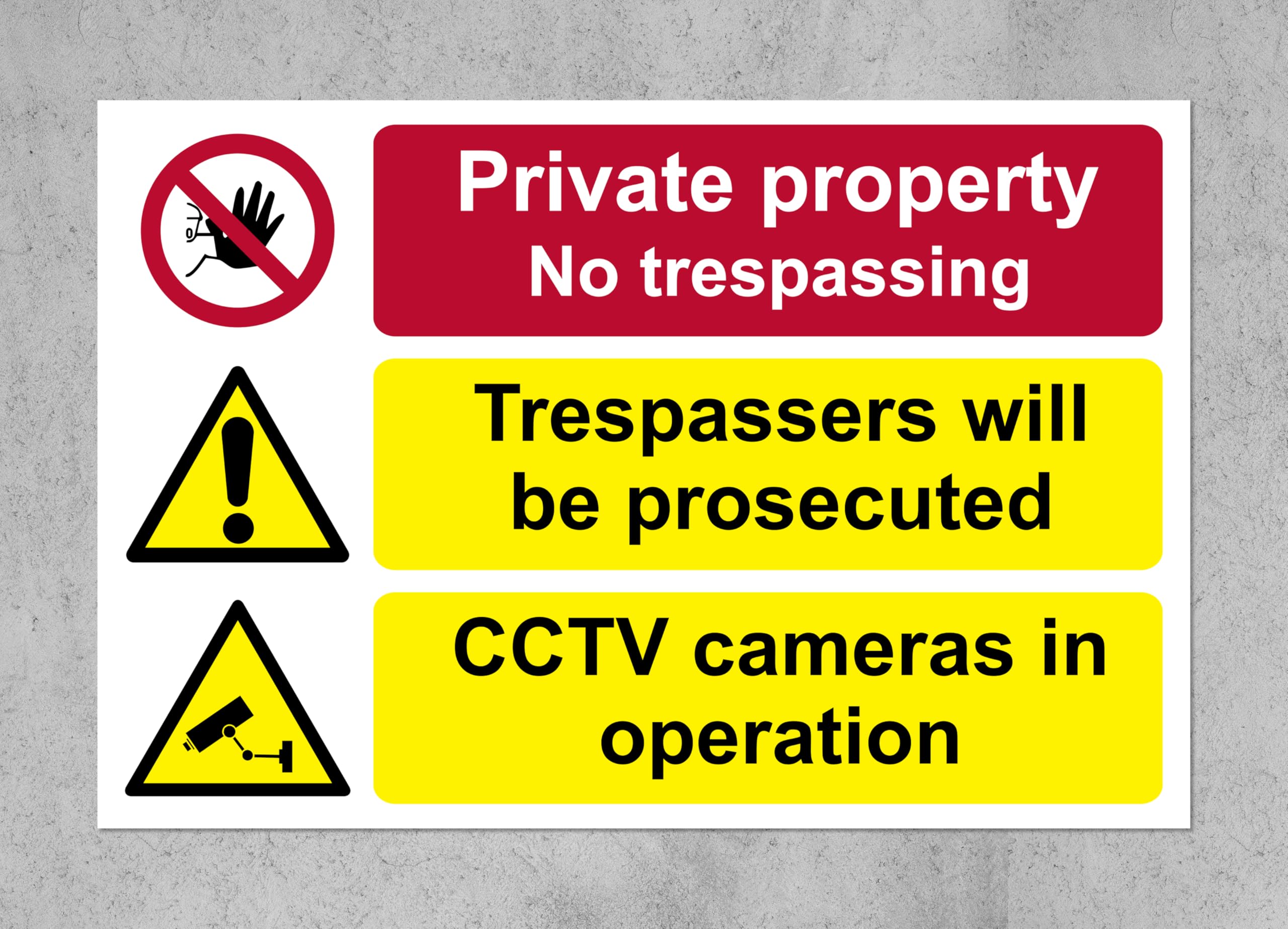 Private property no trespassing, trespassers will be prosecuted cctv cameras in operation Safety sign - 3mm Aluminium sign (300mm x 200mm)