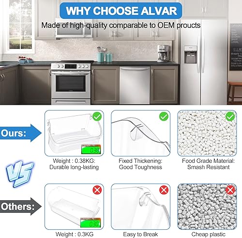 Miniatura 5 de Paquete de 2 estantes mejorados para puerta de refrigerador 240324502 compatible con Frigidaire Kenmore piezas de estante de puerta de refrigerador